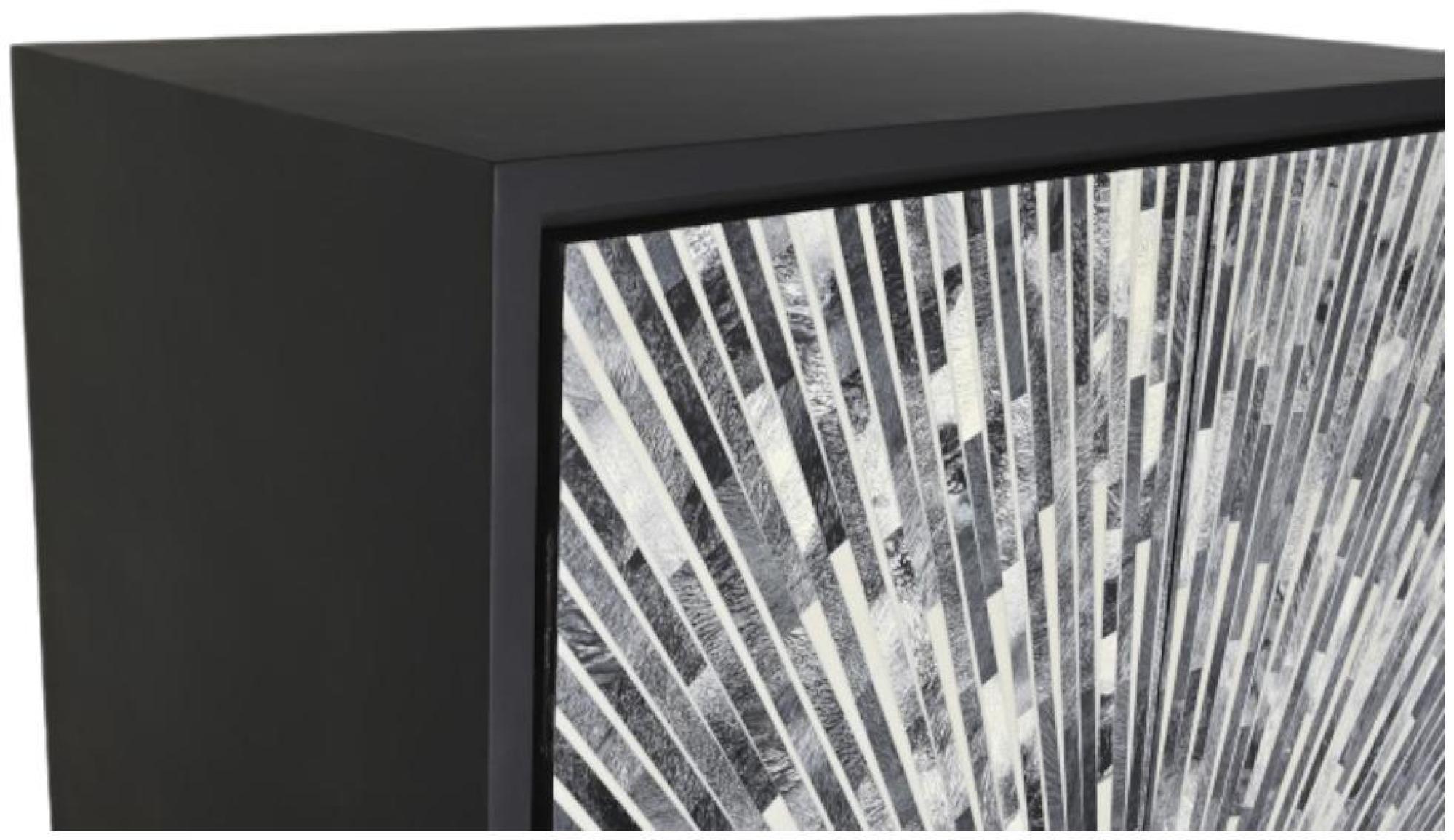 Product photograph of Helston Black And White Bone Inlay 2 Door Hall Cabinet from Choice Furniture Superstore.