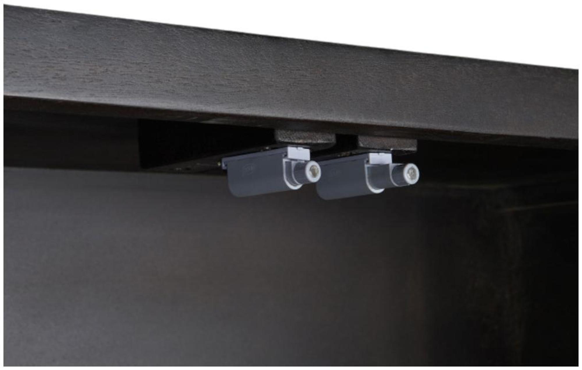 Product photograph of Oman Dark Acacia Wood Geomatric Gold Trim 2 Door Hall Cabinet from Choice Furniture Superstore.
