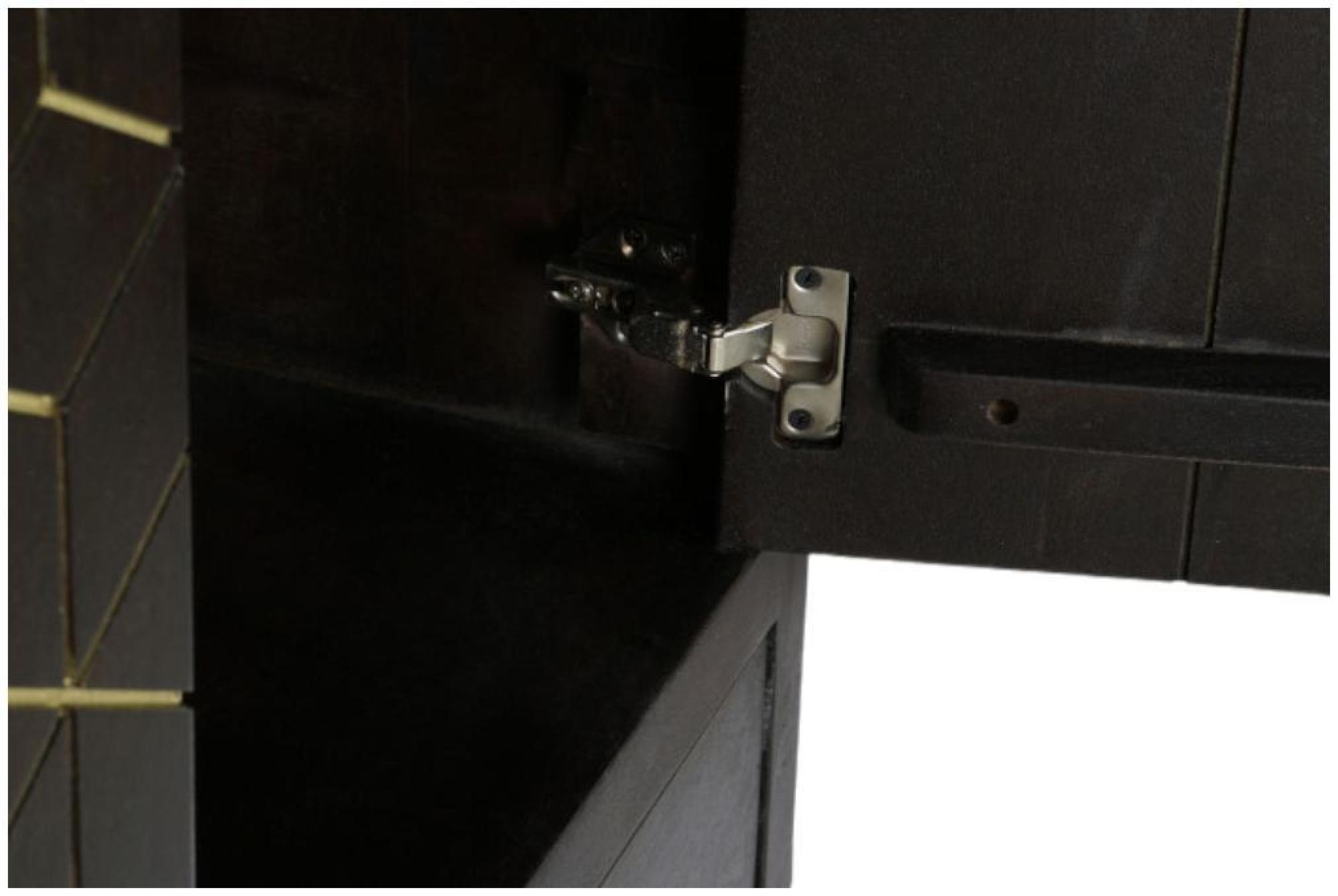 Product photograph of Oman Dark Acacia Wood Geomatric Gold Trim 2 Door Hall Cabinet from Choice Furniture Superstore.