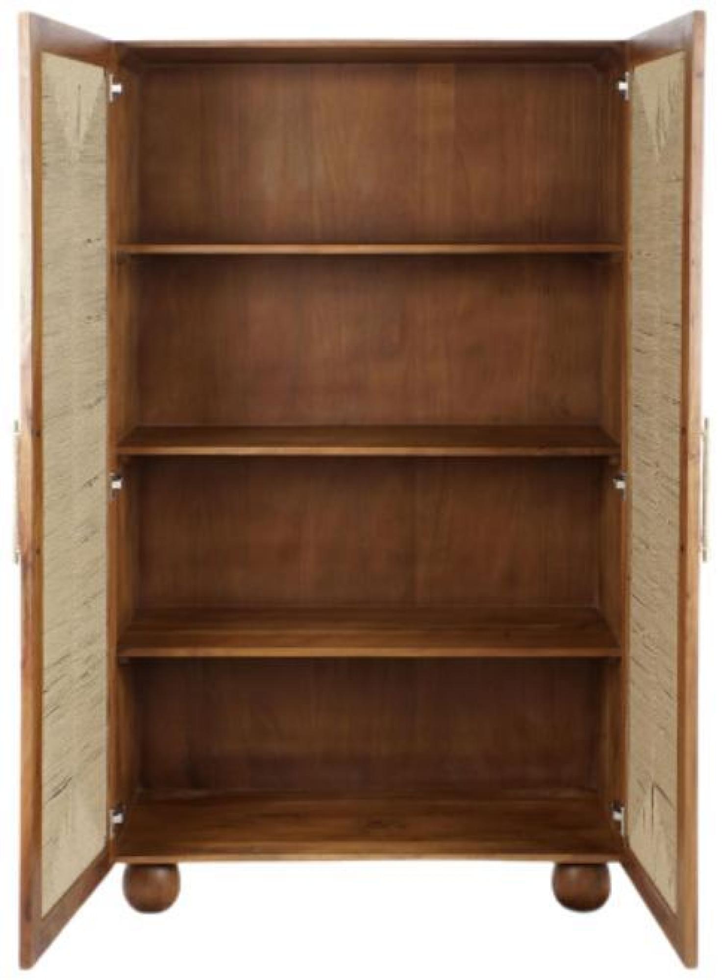 Product photograph of Dark Brown Acacia Wood And Rattan 2 Door Hall Cabinet from Choice Furniture Superstore.