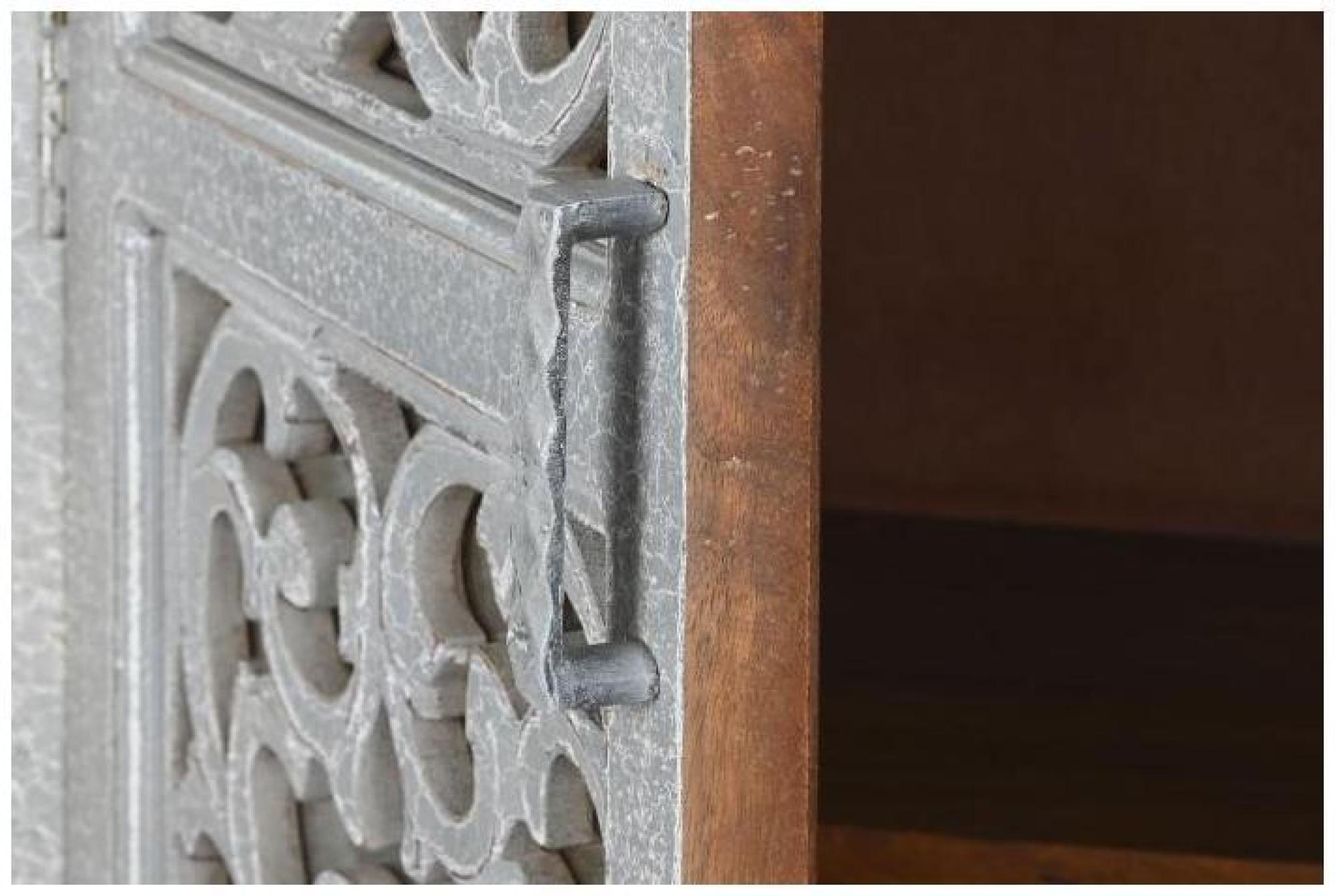 Product photograph of Indian Grey Mango Wood Carved 2 Door Hall Cabinet from Choice Furniture Superstore.