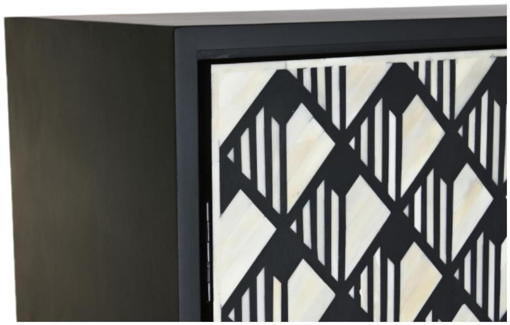 Product photograph of Black And White Bone Rasin 2 Door Hall Cabinet from Choice Furniture Superstore.
