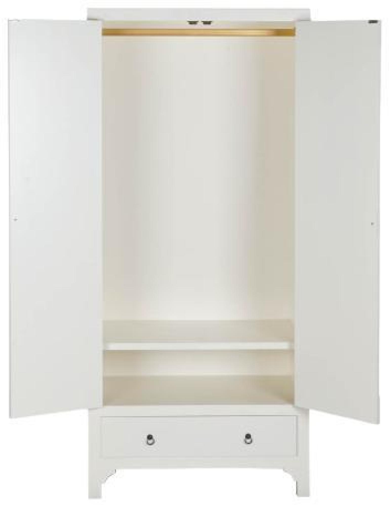 Product photograph of Oriental White 2 Door 1 Drawer Wardrobe from Choice Furniture Superstore.