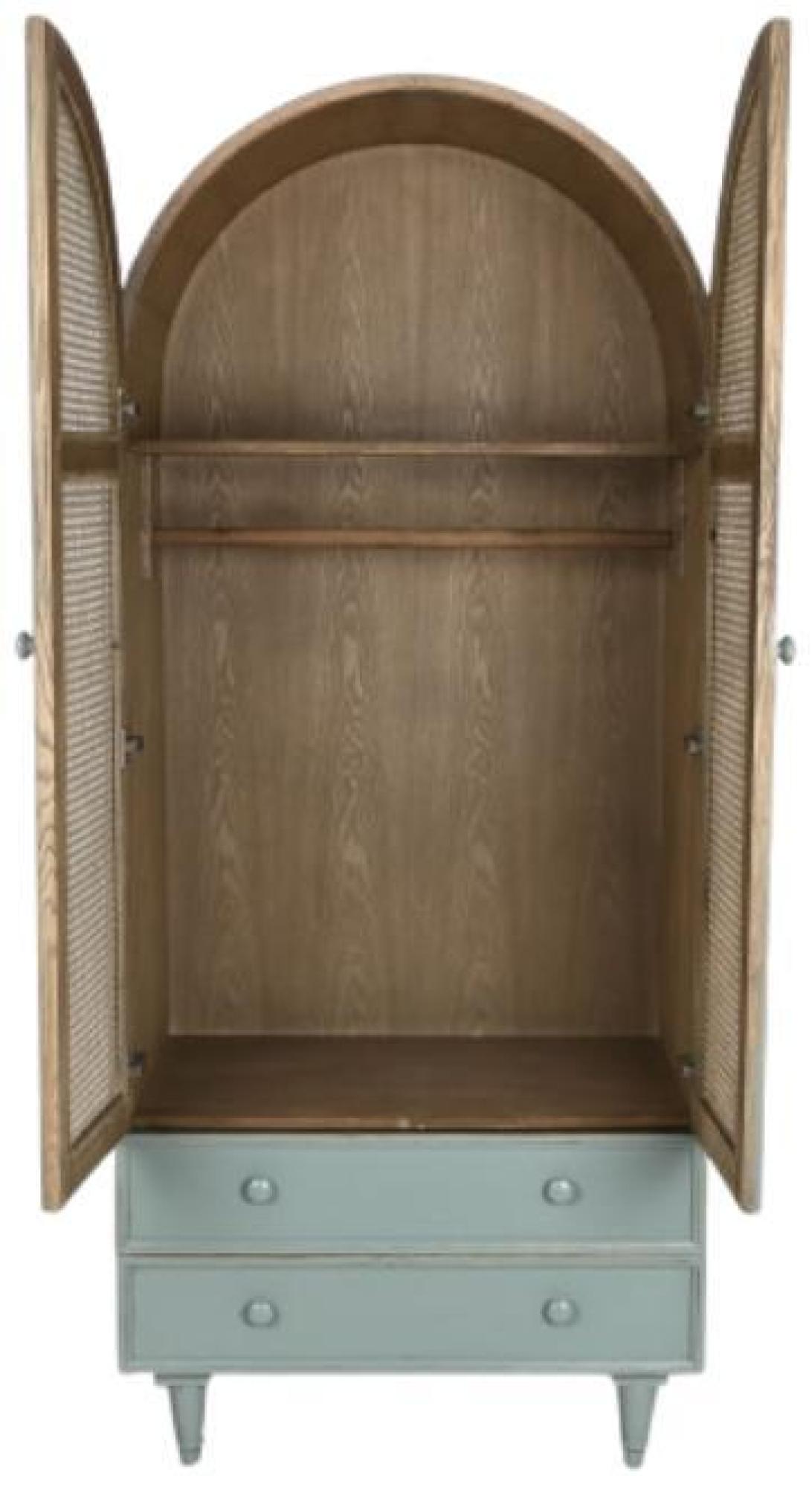 Product photograph of Oriental Green And Rattan 2 Door Wardrobe from Choice Furniture Superstore.