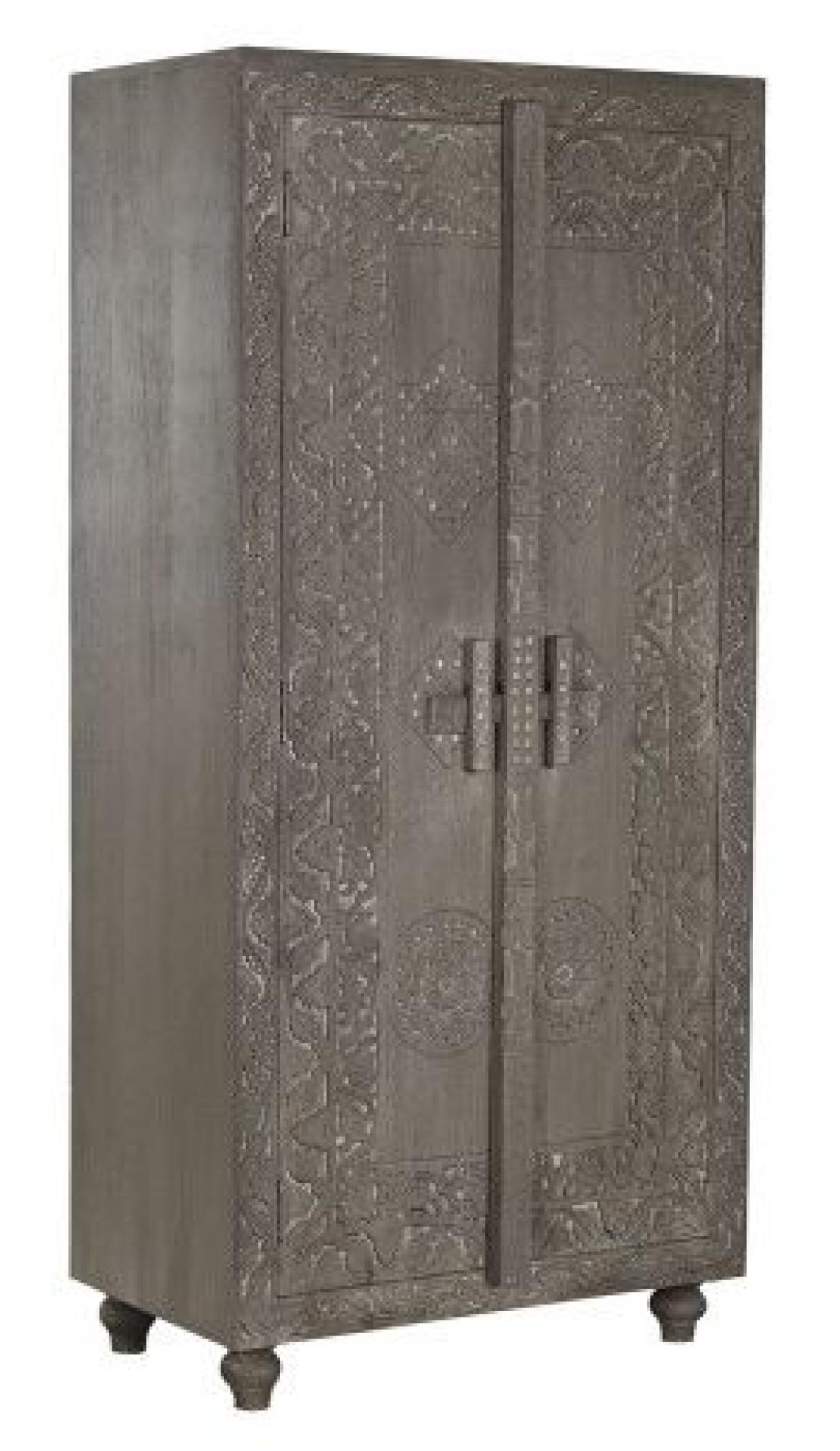 Product photograph of Indian Carved Light Brown 2 Door Wardrobe from Choice Furniture Superstore.