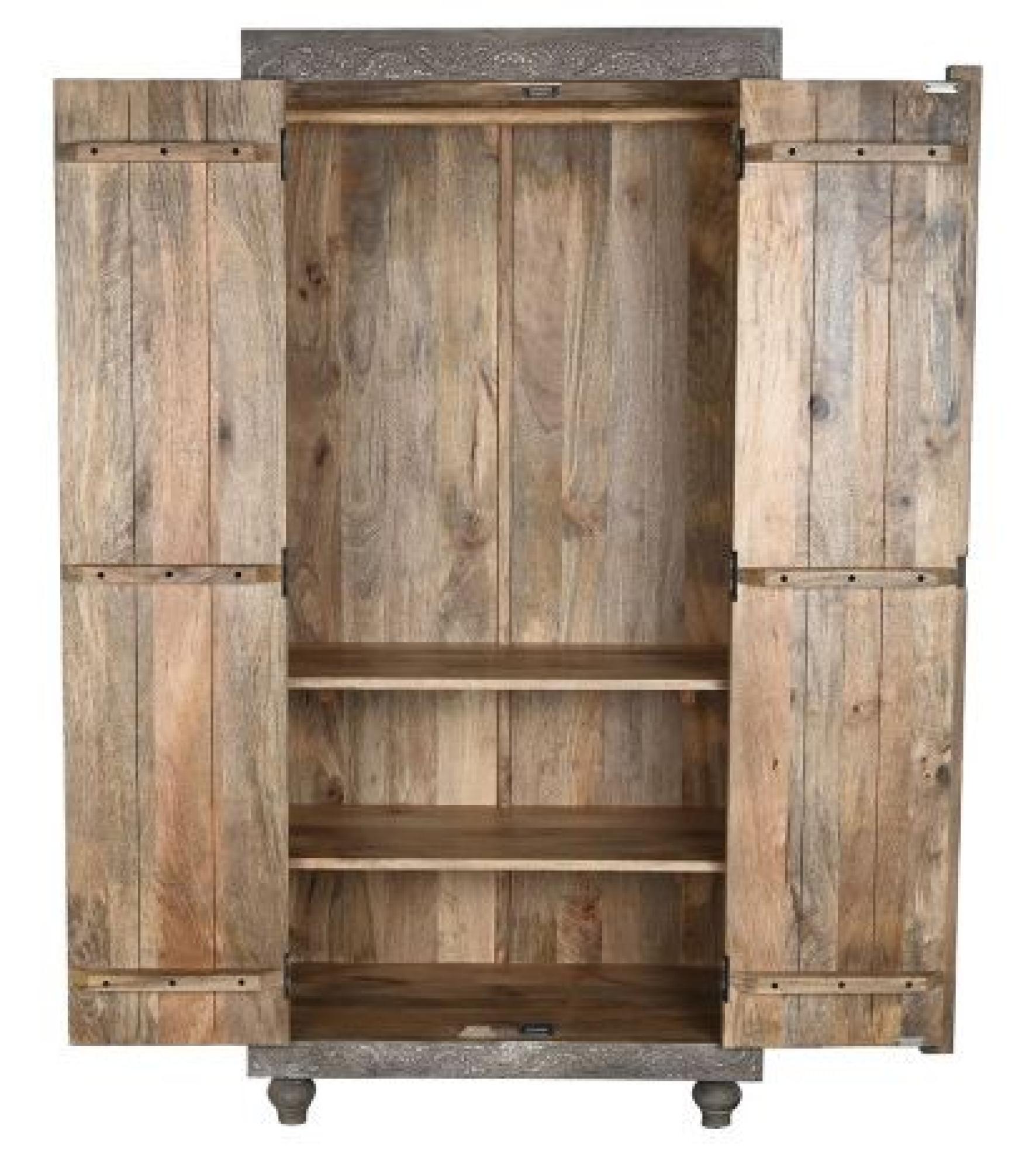 Product photograph of Indian Carved Light Brown 2 Door Wardrobe from Choice Furniture Superstore.