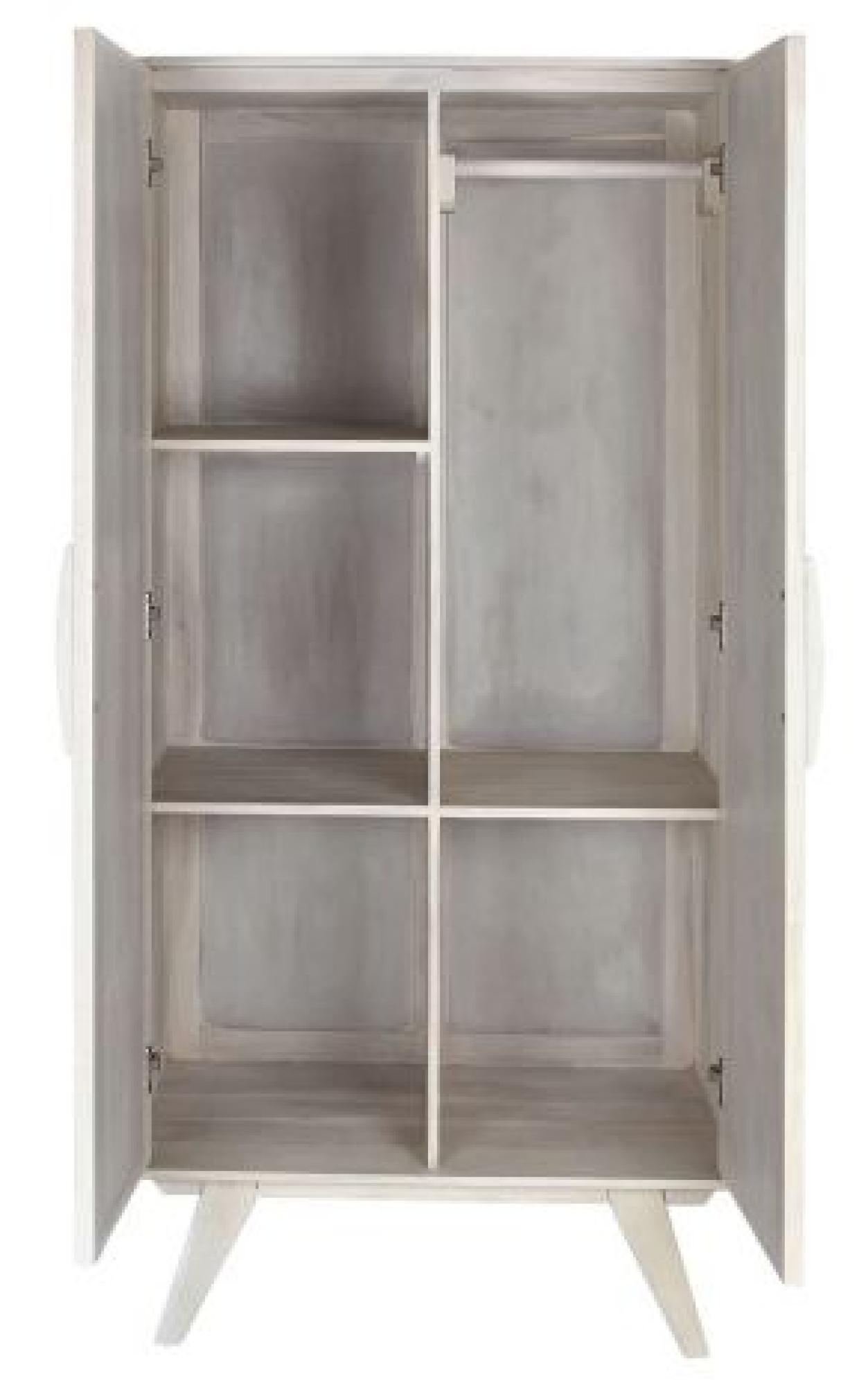 Product photograph of Romantic Mango Wood And Rattan 2 Door Wardrobe from Choice Furniture Superstore.