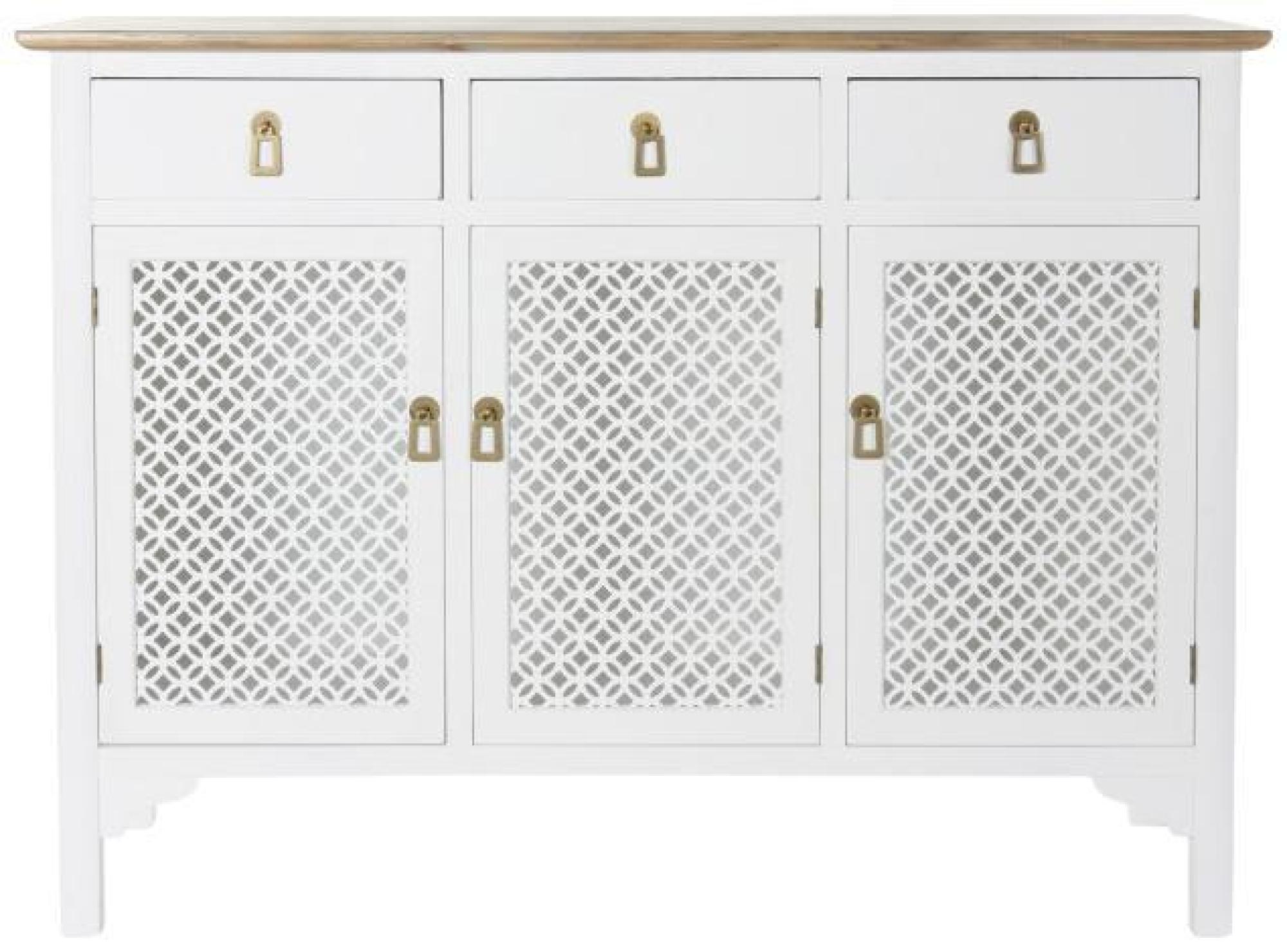 Product photograph of White Wooden 120cm Small Buffet Sideboard - 3 Door from Choice Furniture Superstore.