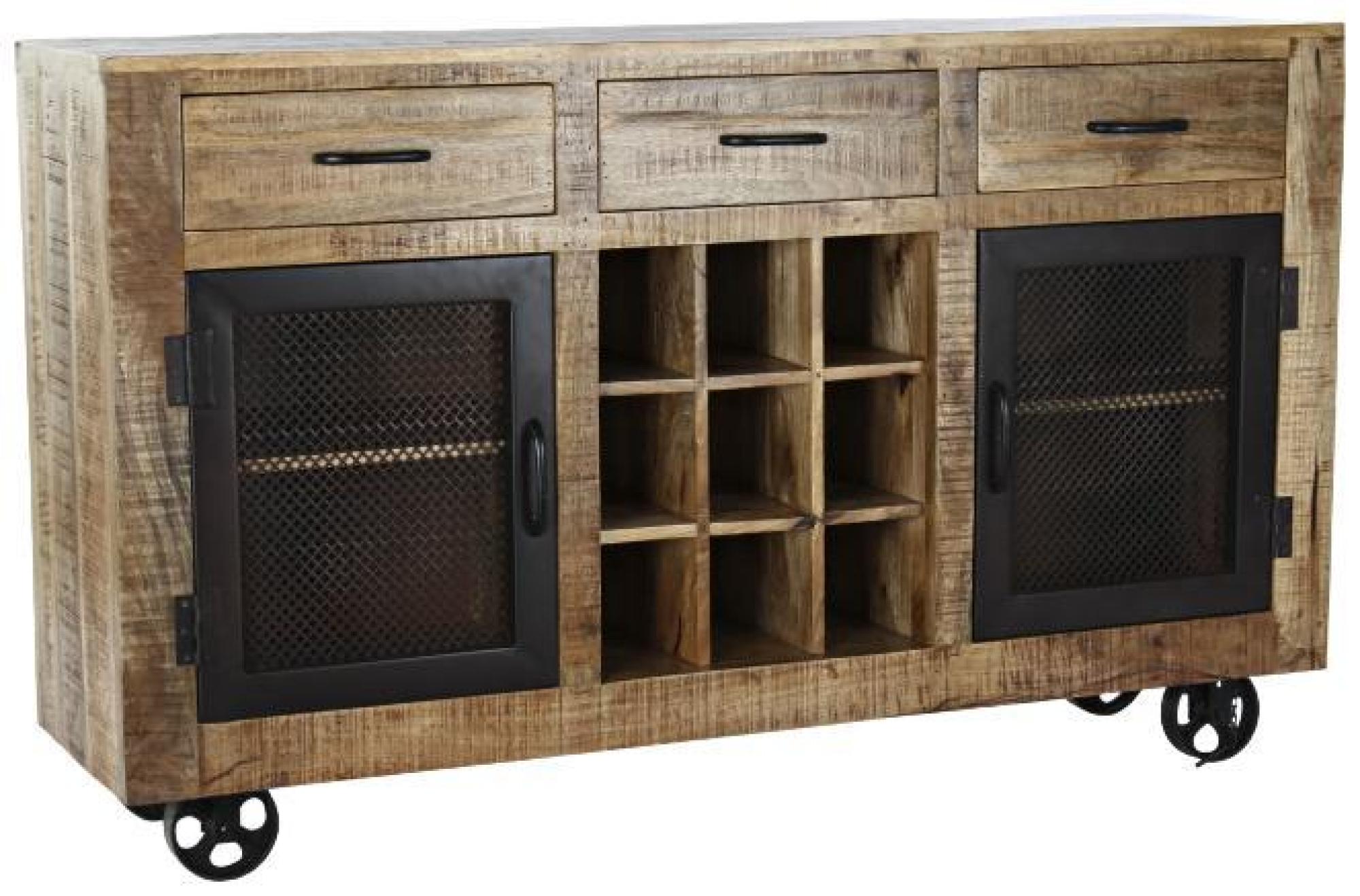 Product photograph of Traditional Mango Wood 150cm Medium Sideboard With Bottle Rack from Choice Furniture Superstore.