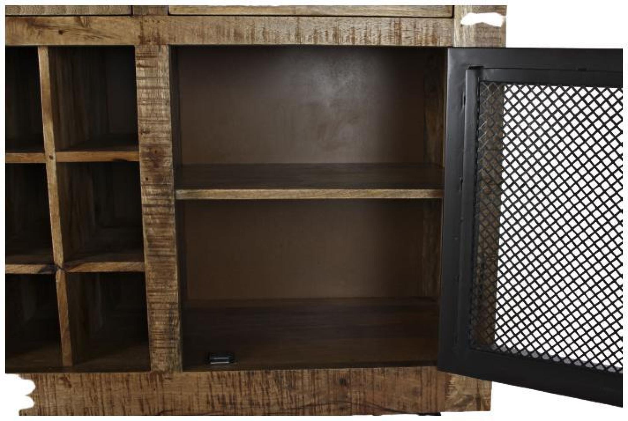 Product photograph of Traditional Mango Wood 150cm Medium Sideboard With Bottle Rack from Choice Furniture Superstore.