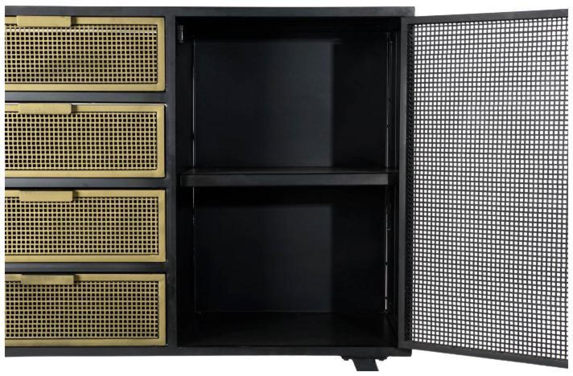 Product photograph of Black And Gold Metal Industrial Medium Sideboard - 2 Doors from Choice Furniture Superstore.