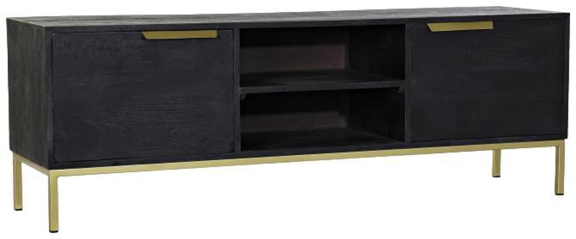 Product photograph of Scotland Black Mango Wood Tv Unit With Gold Base from Choice Furniture Superstore.