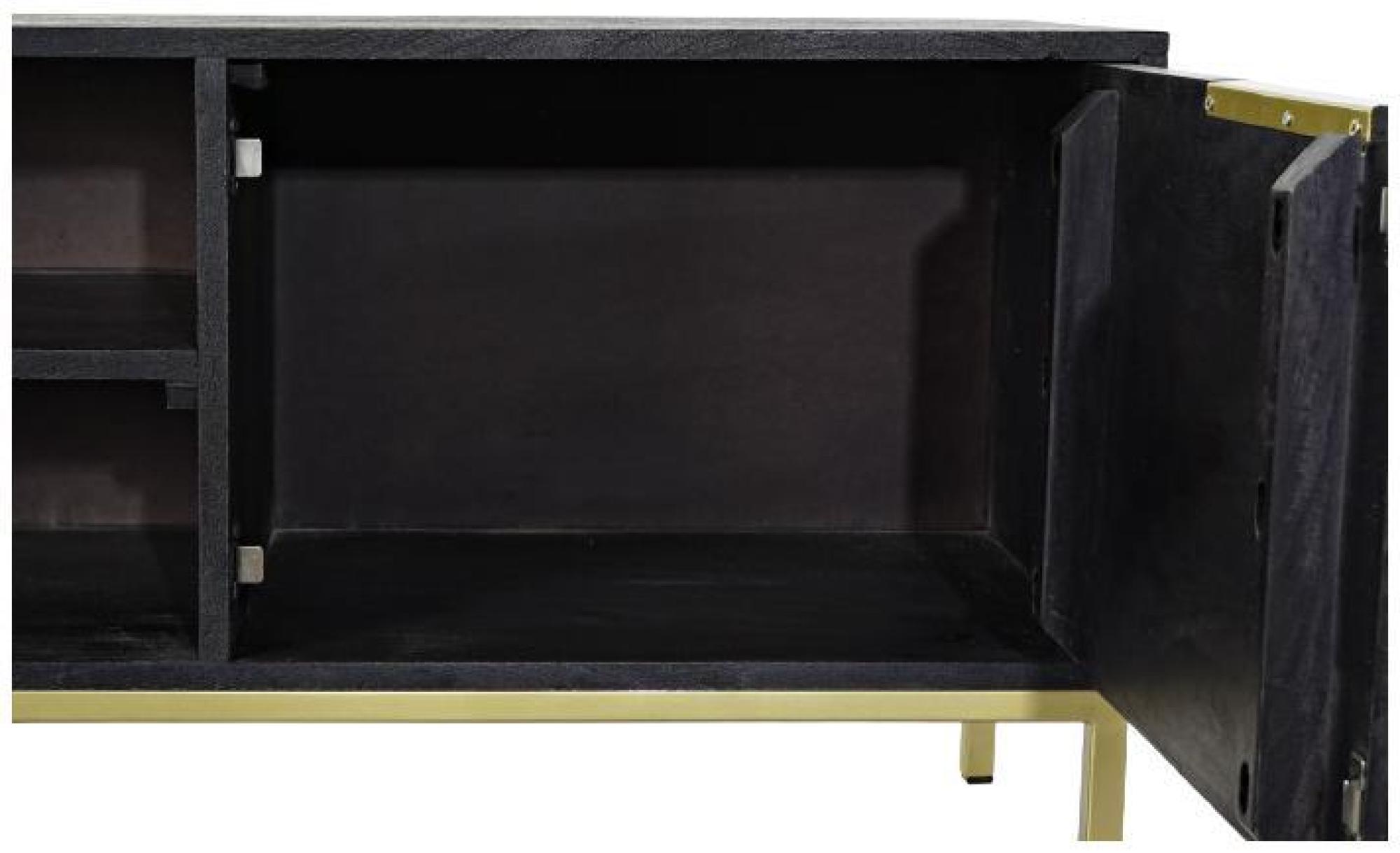 Product photograph of Scotland Black Mango Wood Tv Unit With Gold Base from Choice Furniture Superstore.