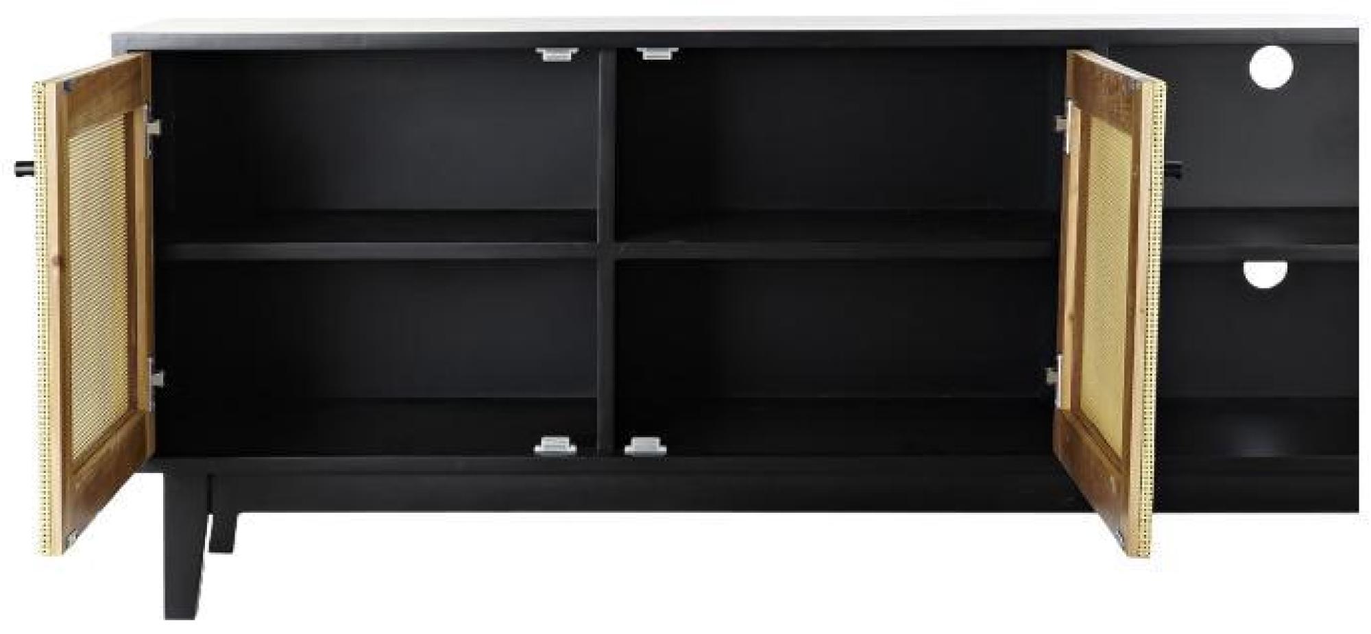 Product photograph of Balinese Black Wood And Rattan 160cm Tv Unit from Choice Furniture Superstore.