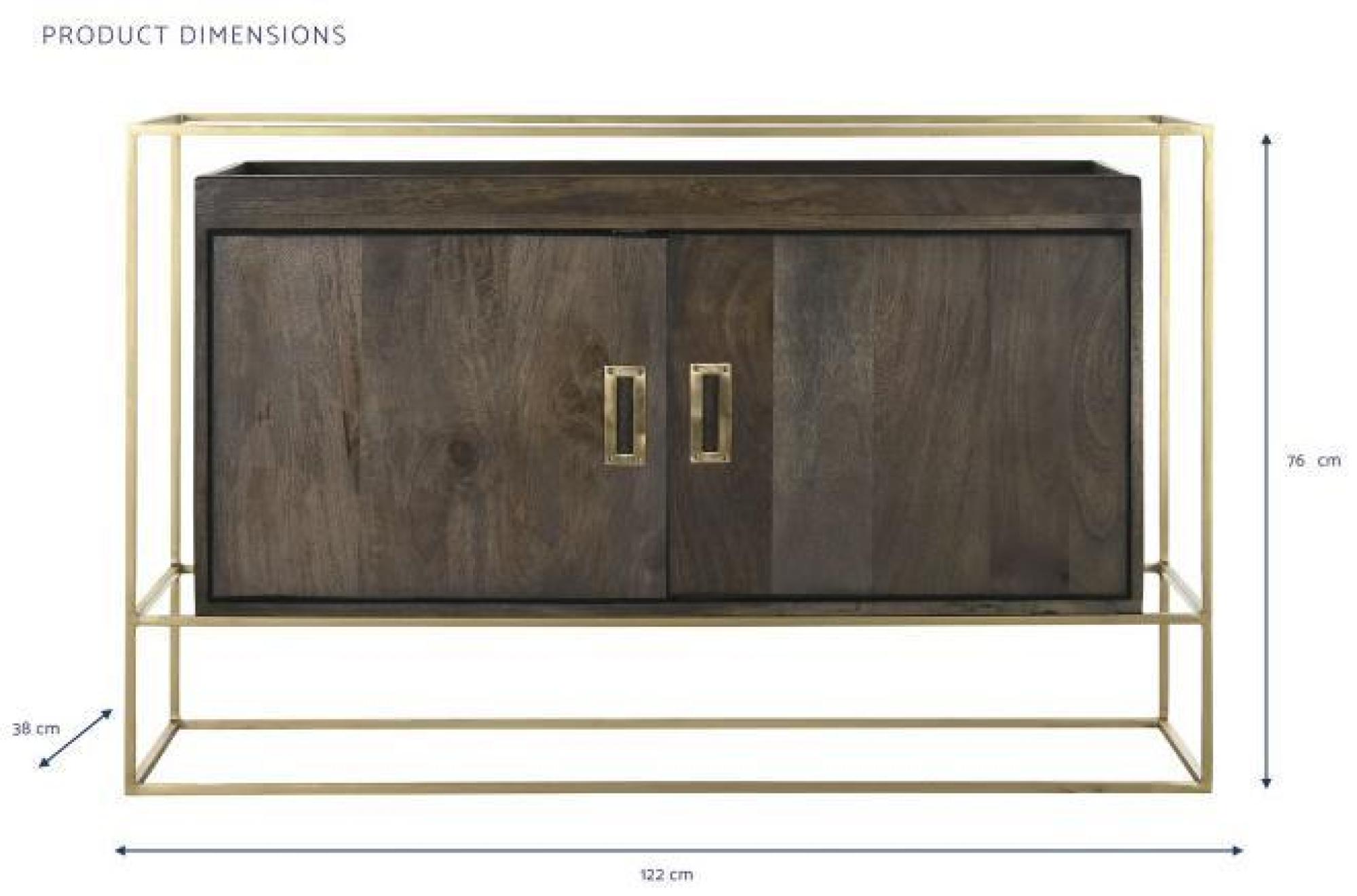 Product photograph of Modern Brown Mango Wood And Metal Medium Sideboard - 2 Doors from Choice Furniture Superstore.