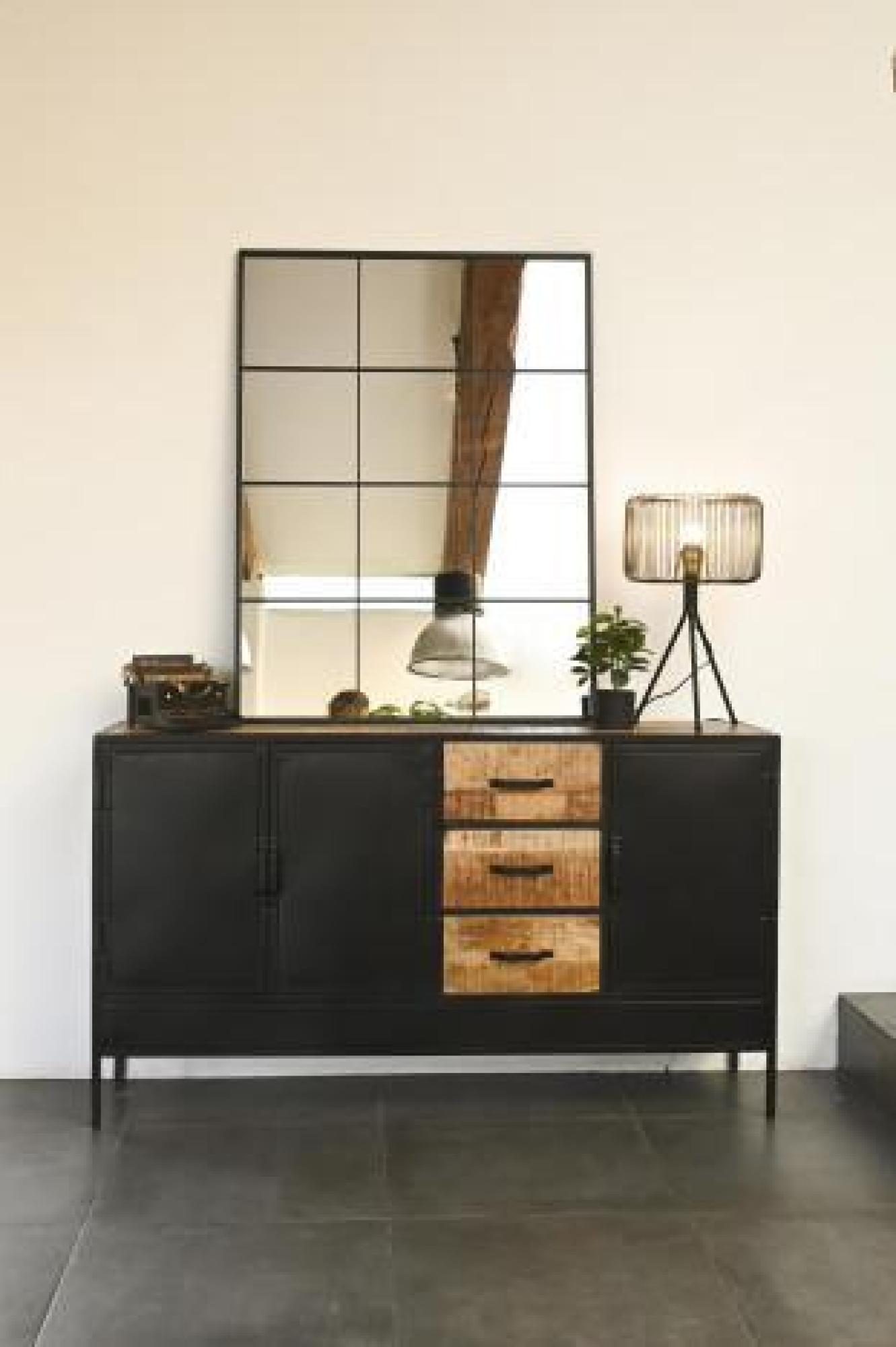 Product photograph of Marseille Black Mango Wood 160cm Medium Sideboard - 3 Doors from Choice Furniture Superstore.