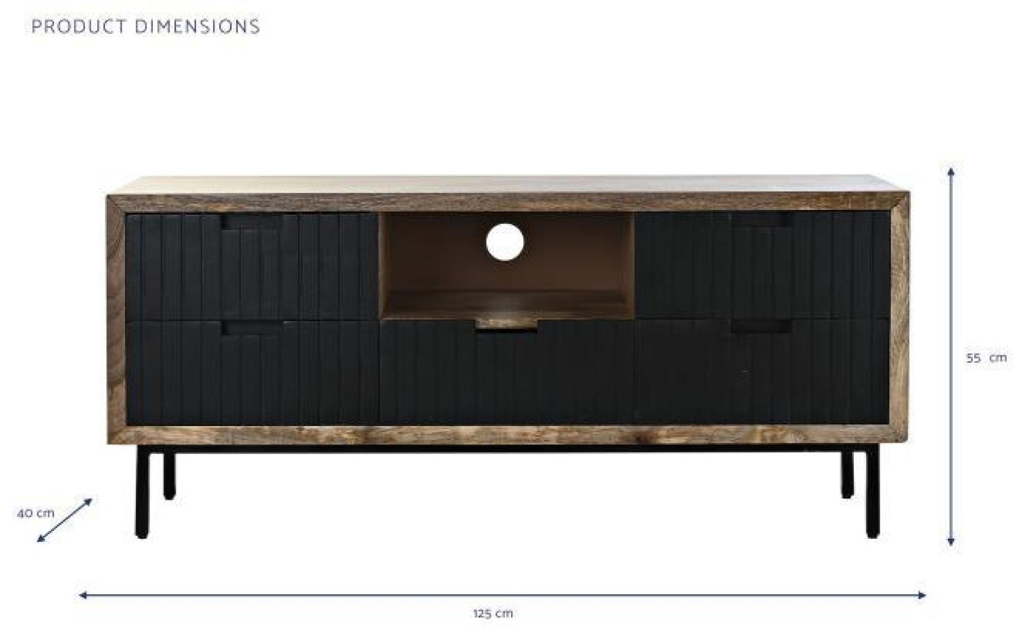 Product photograph of Loft Black Mango Wood 125cm Tv Unit from Choice Furniture Superstore.