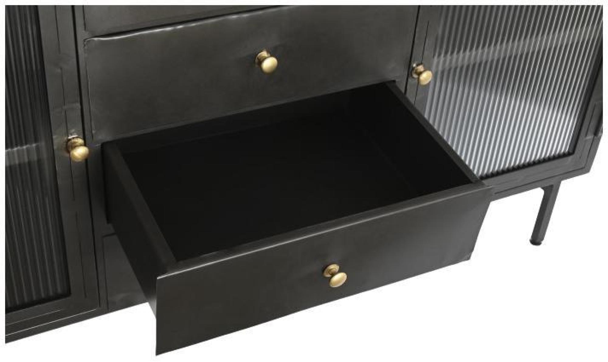 Product photograph of Black Metal Industrial Style Medium 2 Door Sideboard - 145cm from Choice Furniture Superstore.