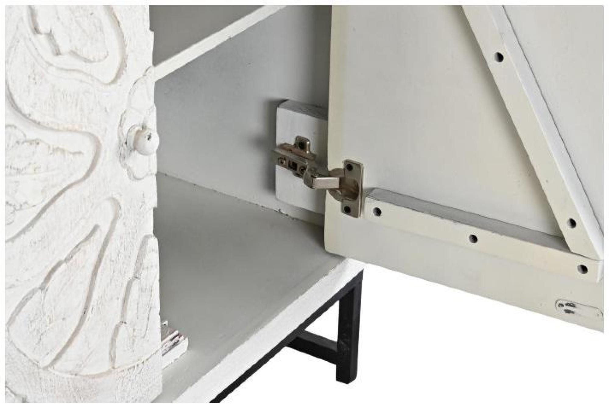 Product photograph of White Washed Carved Mango Wood 4 Door Medium Sideboard - 150cm from Choice Furniture Superstore.