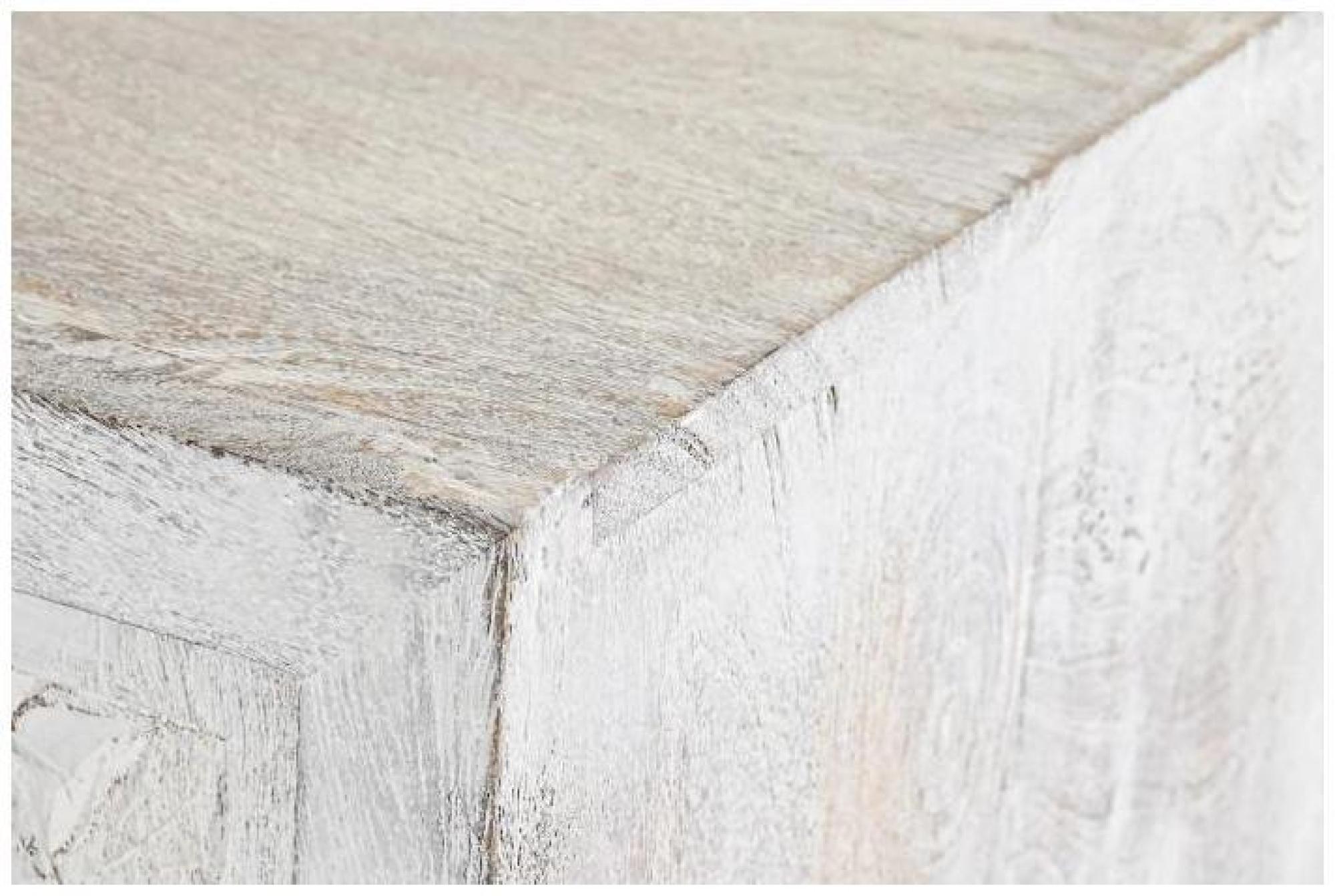 Product photograph of White Washed Carved Mango Wood 4 Door Medium Sideboard - 150cm from Choice Furniture Superstore.