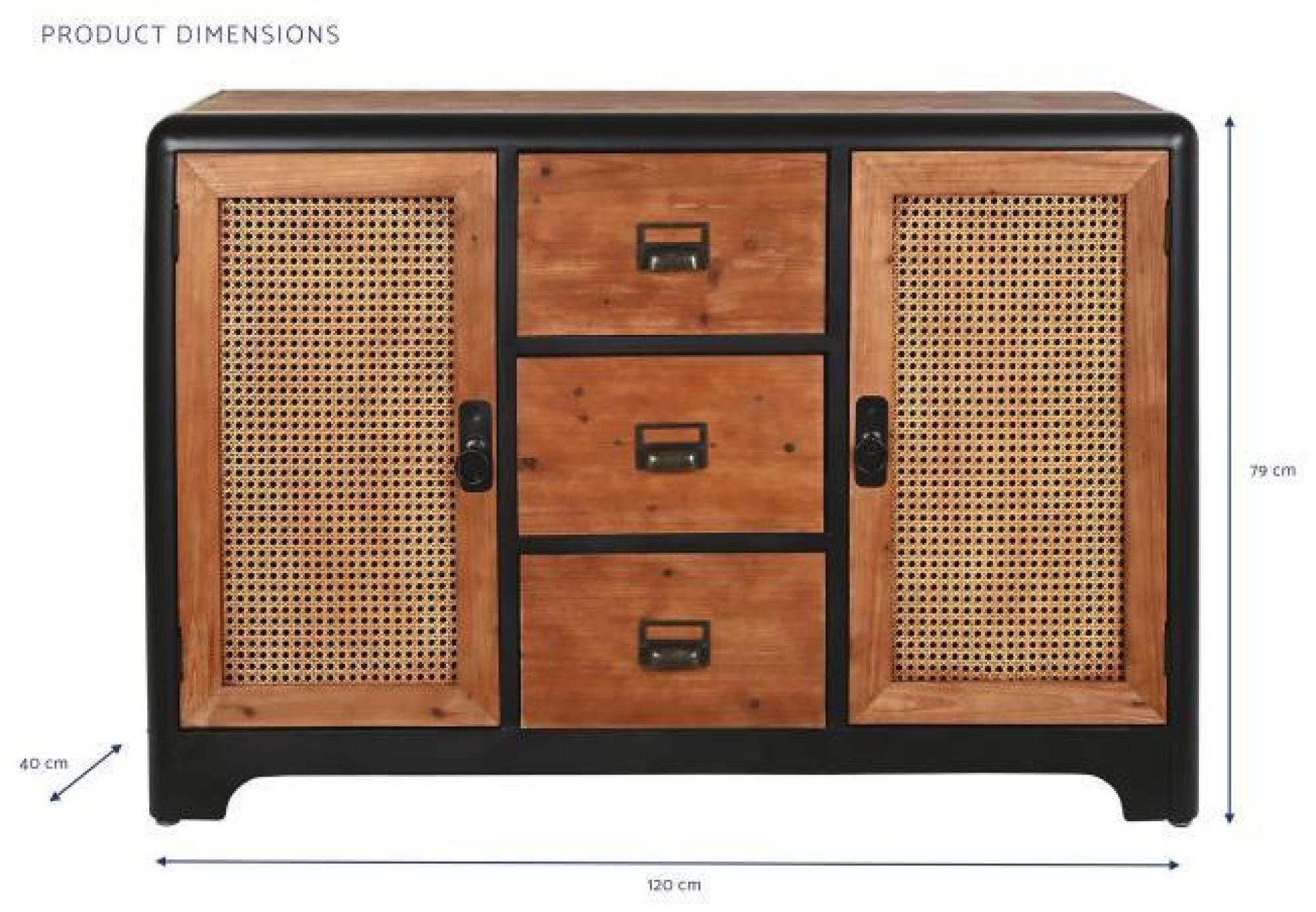 Product photograph of Modern Dark Brown Wood And Metal 120cm Small Sideboard - 2 Doors from Choice Furniture Superstore.