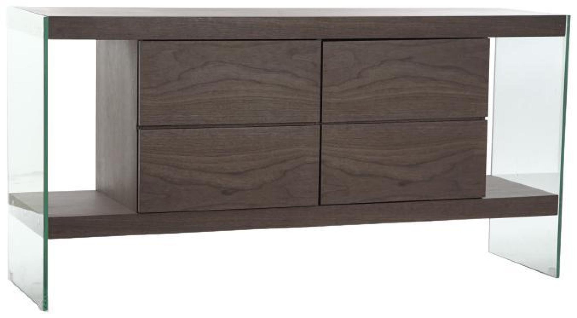 Product photograph of Romantic Brown Walnut And Galss 160cm Large Sideboard from Choice Furniture Superstore.