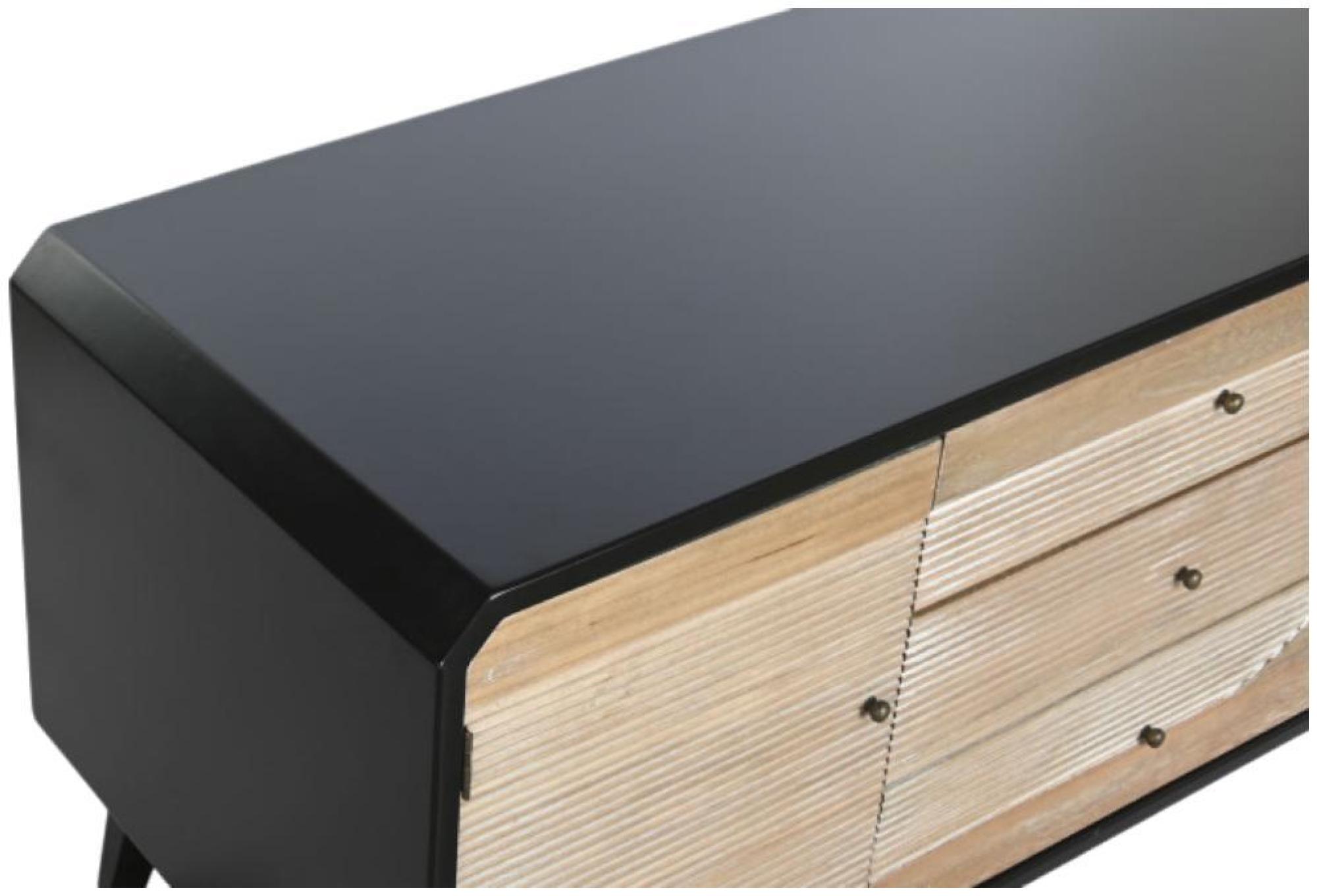 Product photograph of Doda Black And Natural Curved 120cm Tv Unit from Choice Furniture Superstore.