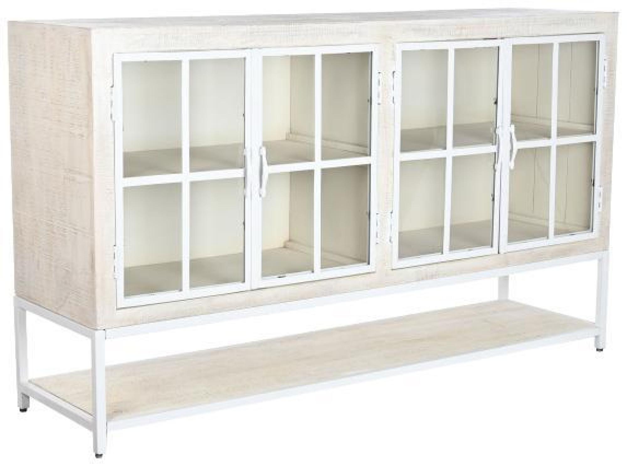 Product photograph of Indian White Mango Wood 170cm Large Sideboard - 4 Doors from Choice Furniture Superstore.