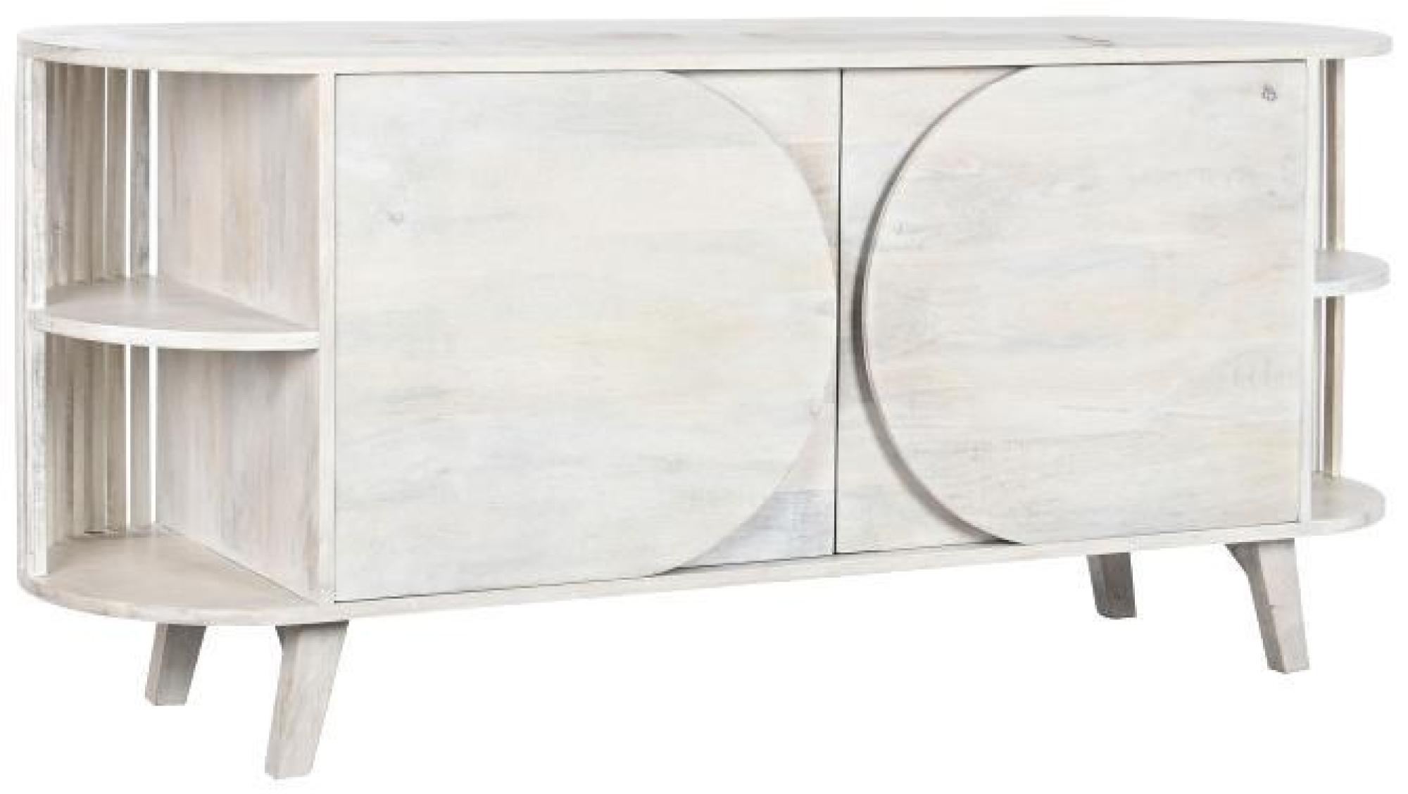 Product photograph of White Mango Wood Fluted Curved Medium 2 Door Sideboard - 150cm from Choice Furniture Superstore.