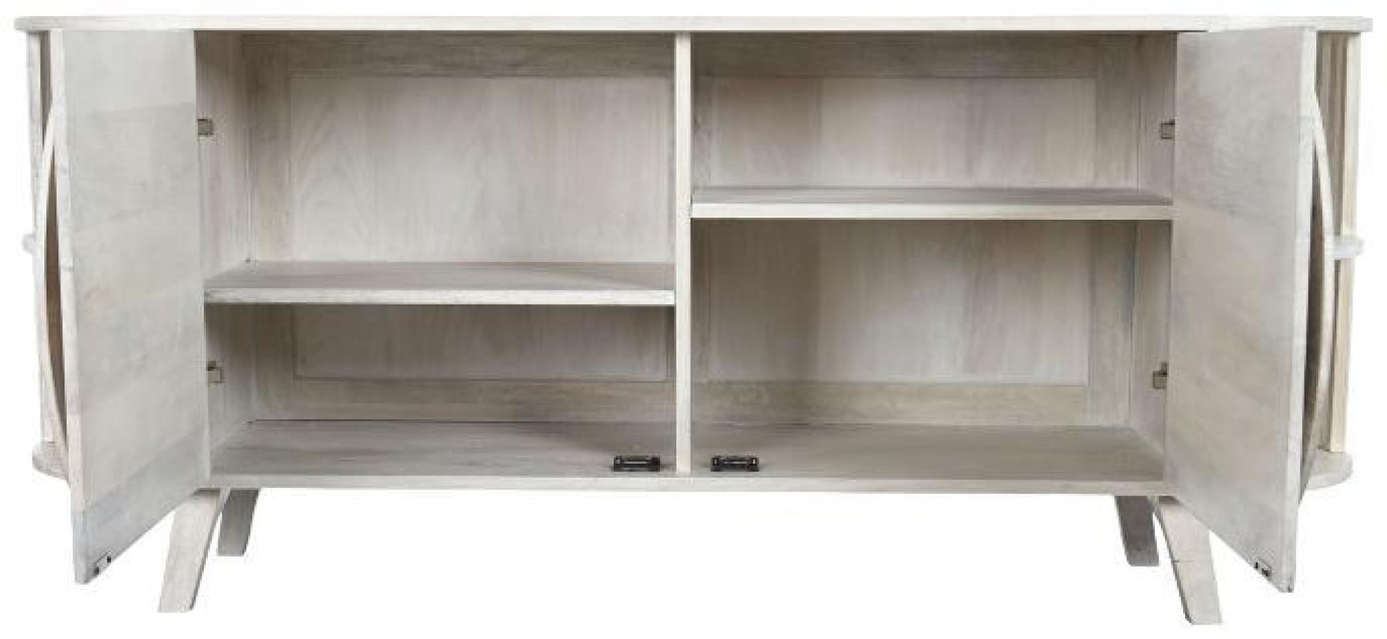Product photograph of White Mango Wood Fluted Curved Medium 2 Door Sideboard - 150cm from Choice Furniture Superstore.