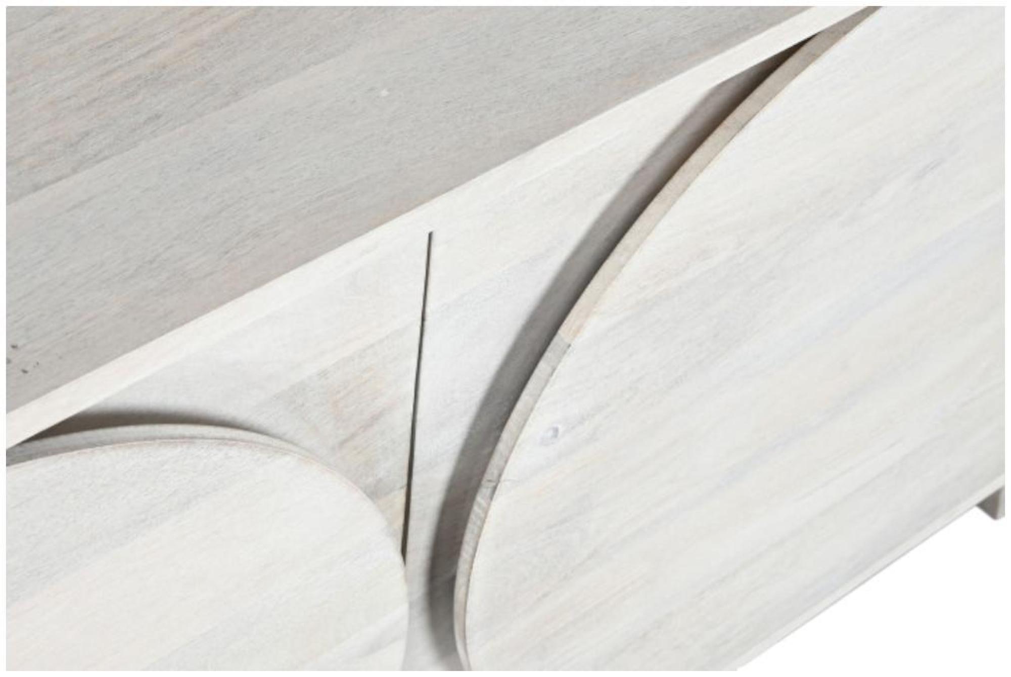 Product photograph of White Mango Wood Fluted Curved Medium 2 Door Sideboard - 150cm from Choice Furniture Superstore.