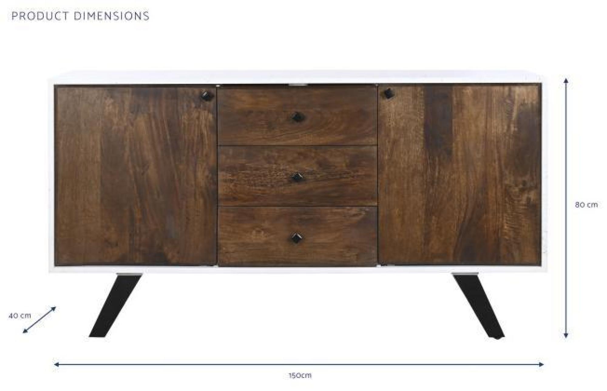 Product photograph of Modern Mango Wood And White 150cm Medium Sideboard - 2 Doors from Choice Furniture Superstore.