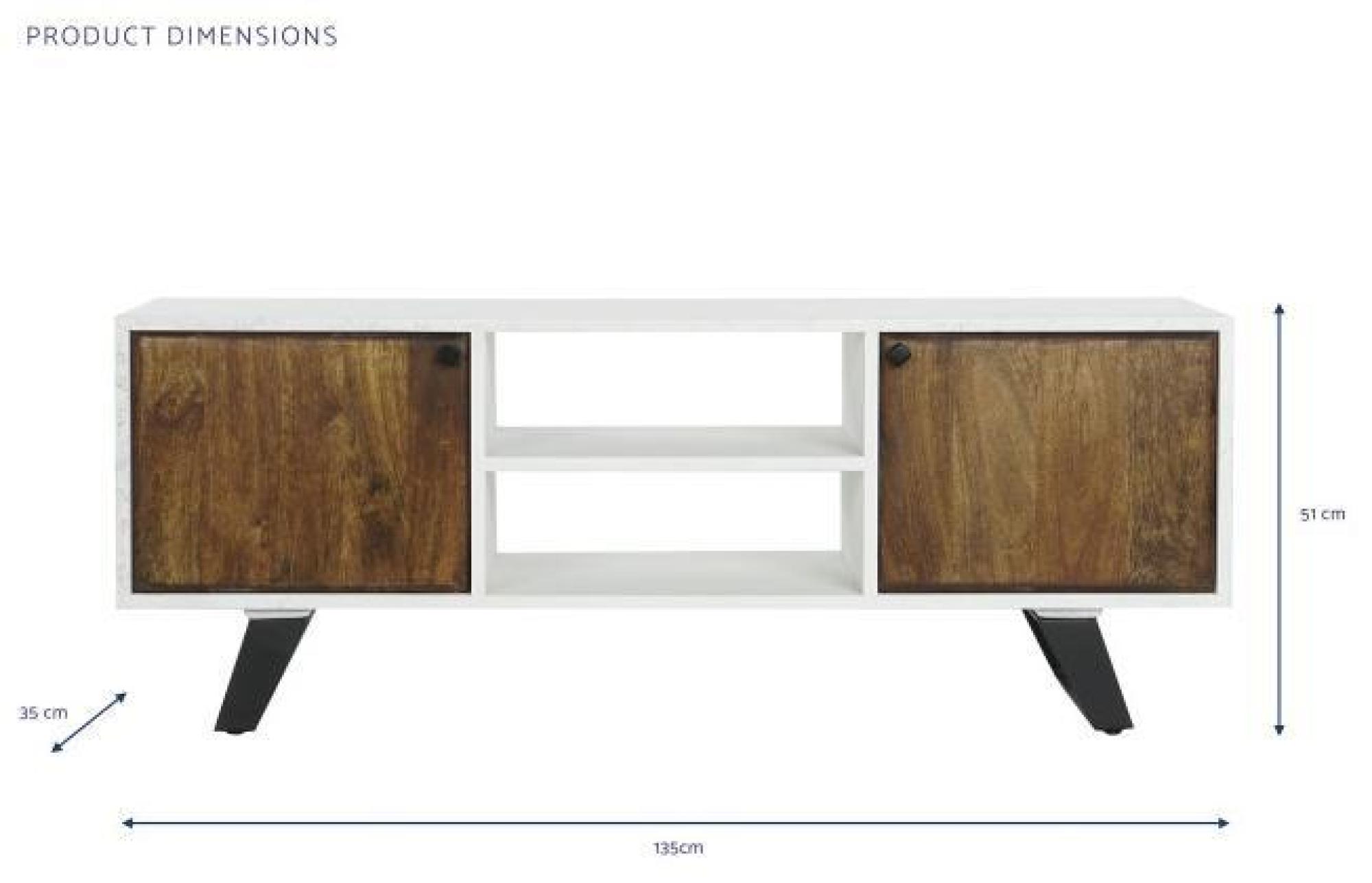 Product photograph of Modern Mango Wood And White 135cm Tv Unit from Choice Furniture Superstore.