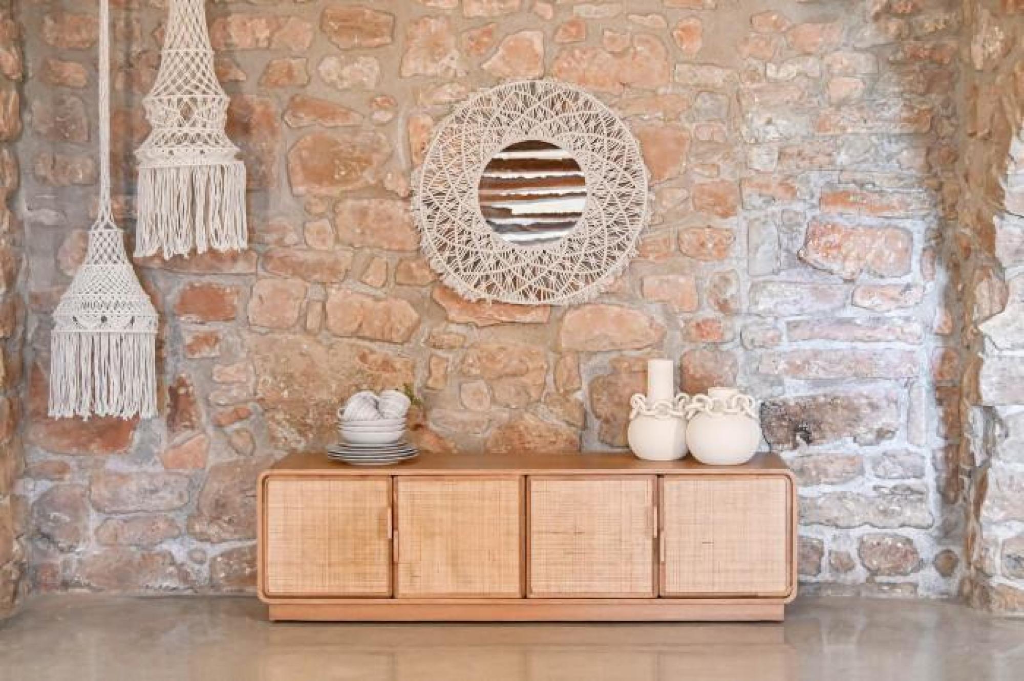 Product photograph of Natural Oak And Rattan Tv Unit from Choice Furniture Superstore.