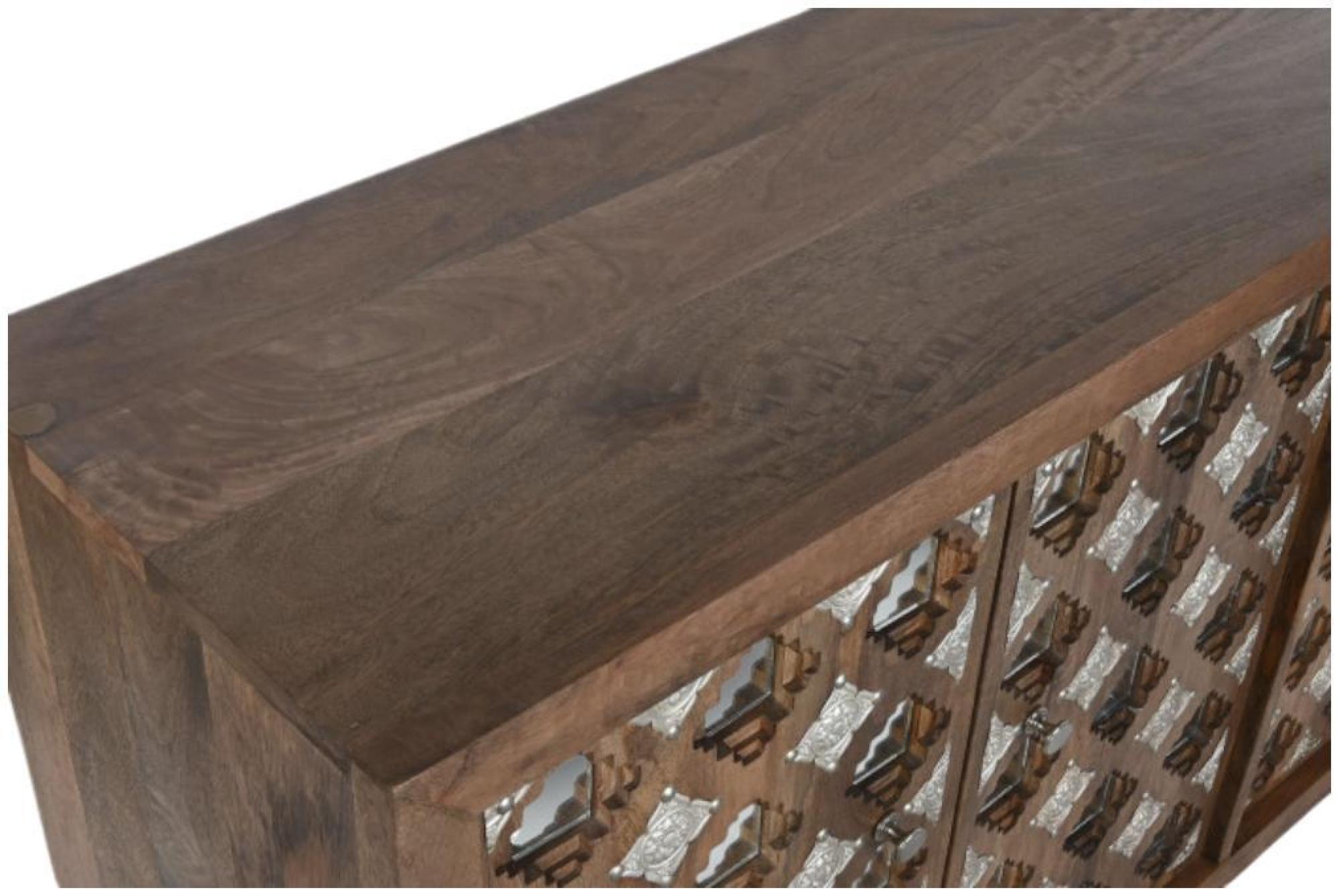 Product photograph of Oakley Mango Wood And Mirrored 150cm Medium 4 Door Sideboard from Choice Furniture Superstore.