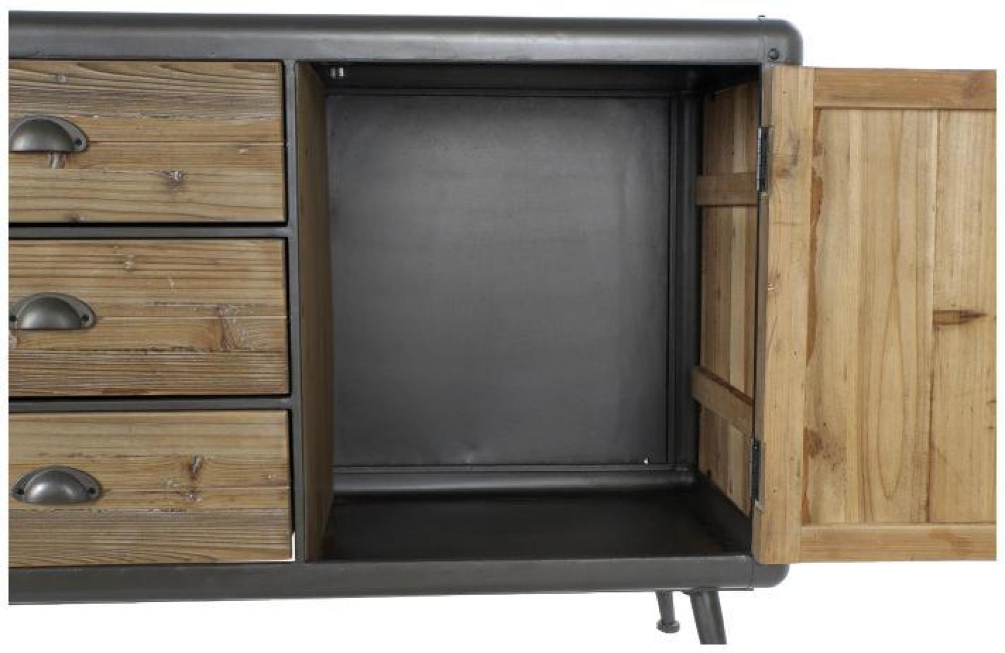 Product photograph of Oriental Natural Wood And Metal Medium Sideboard - 2 Doors from Choice Furniture Superstore.