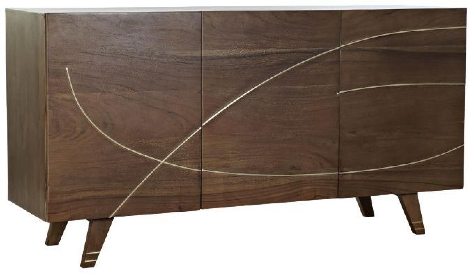 Product photograph of Antique Dark Brown Acacia Wood 145cm Medium Sideboard - 3 Doors from Choice Furniture Superstore.