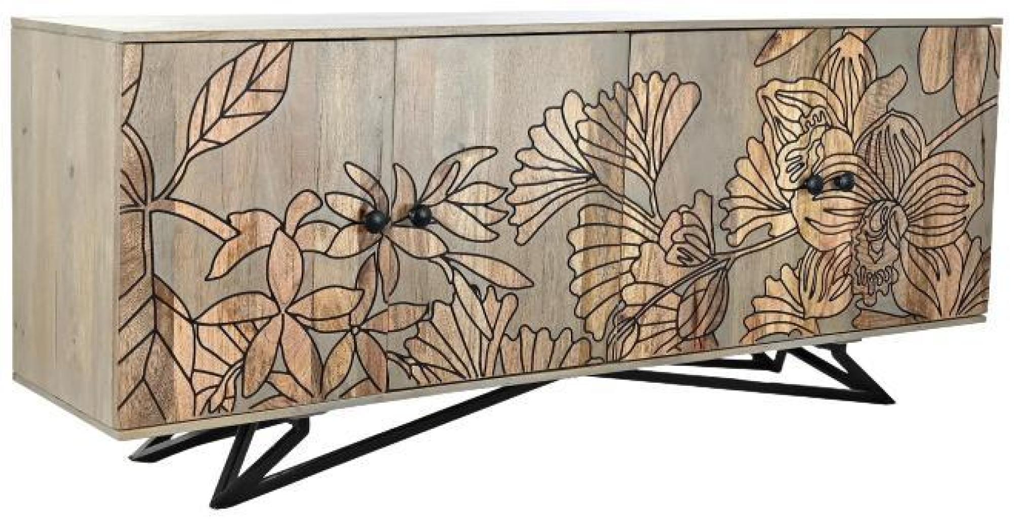 Product photograph of Oriental Grey Mango Wood Large Sideboard - 4 Doors from Choice Furniture Superstore.