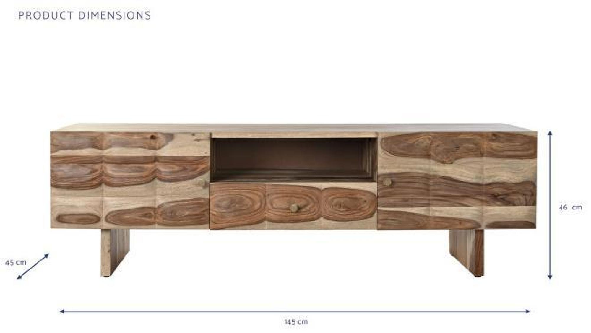 Product photograph of Light Brown Sheesham 145cm Tv Unit from Choice Furniture Superstore.