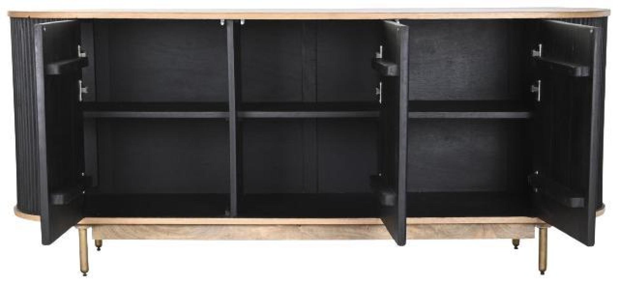 Product photograph of Black Mango Wood And Oak Large Sideboard - 3 Doors from Choice Furniture Superstore.