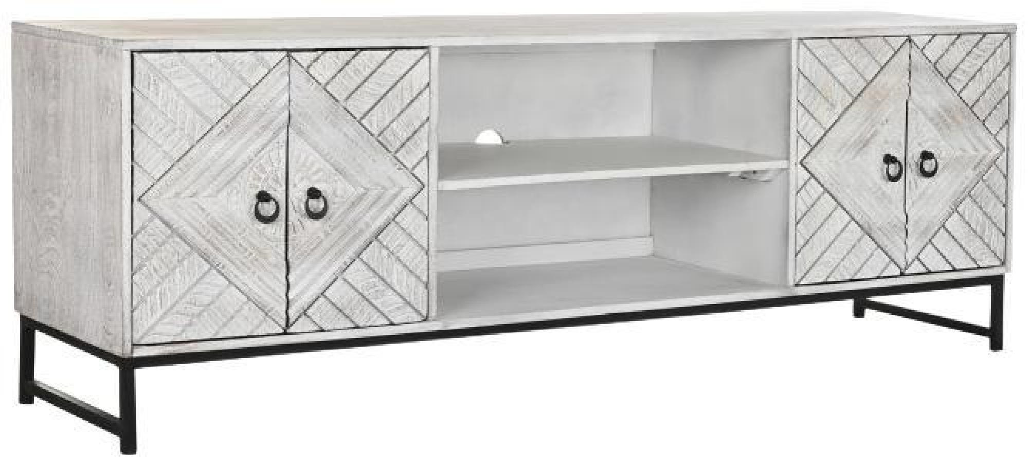 Product photograph of Newton White Mango Wood 180cm Tv Unit from Choice Furniture Superstore.