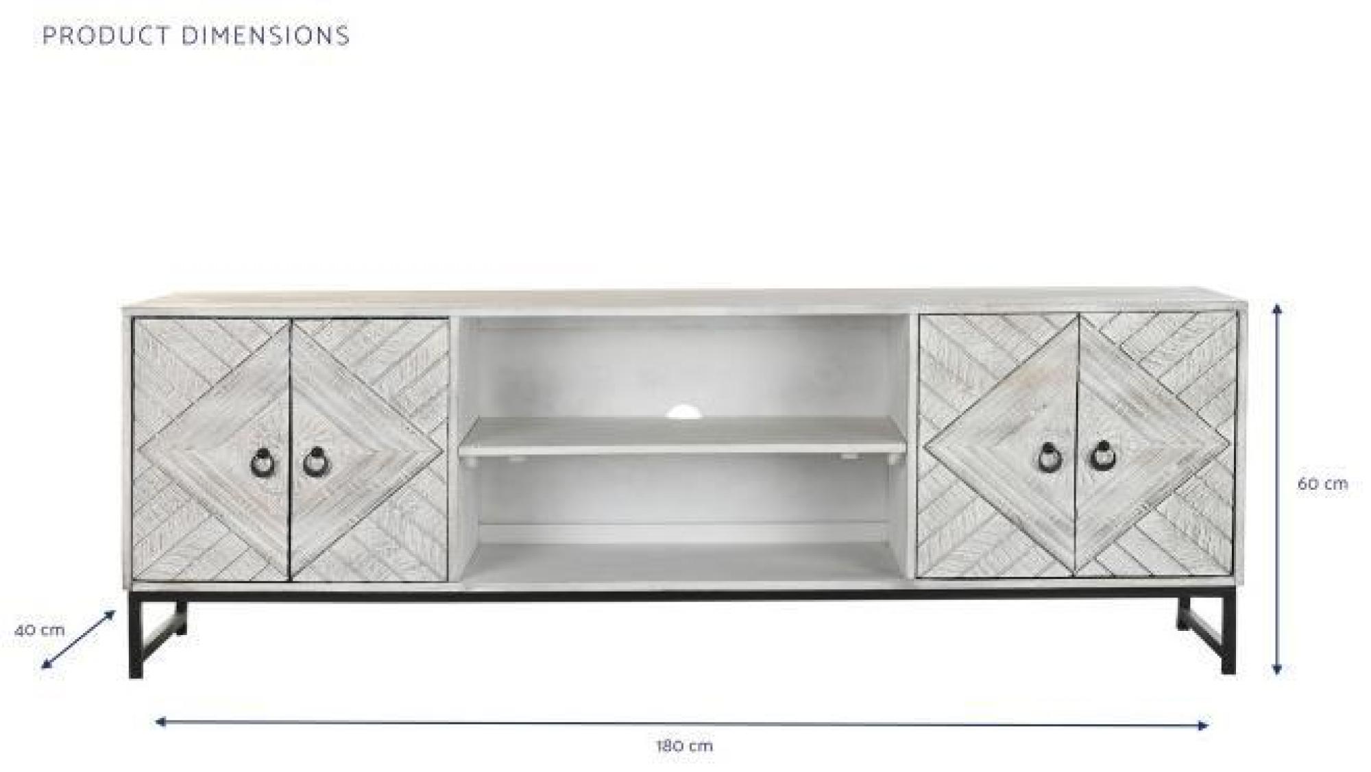 Product photograph of Newton White Mango Wood 180cm Tv Unit from Choice Furniture Superstore.