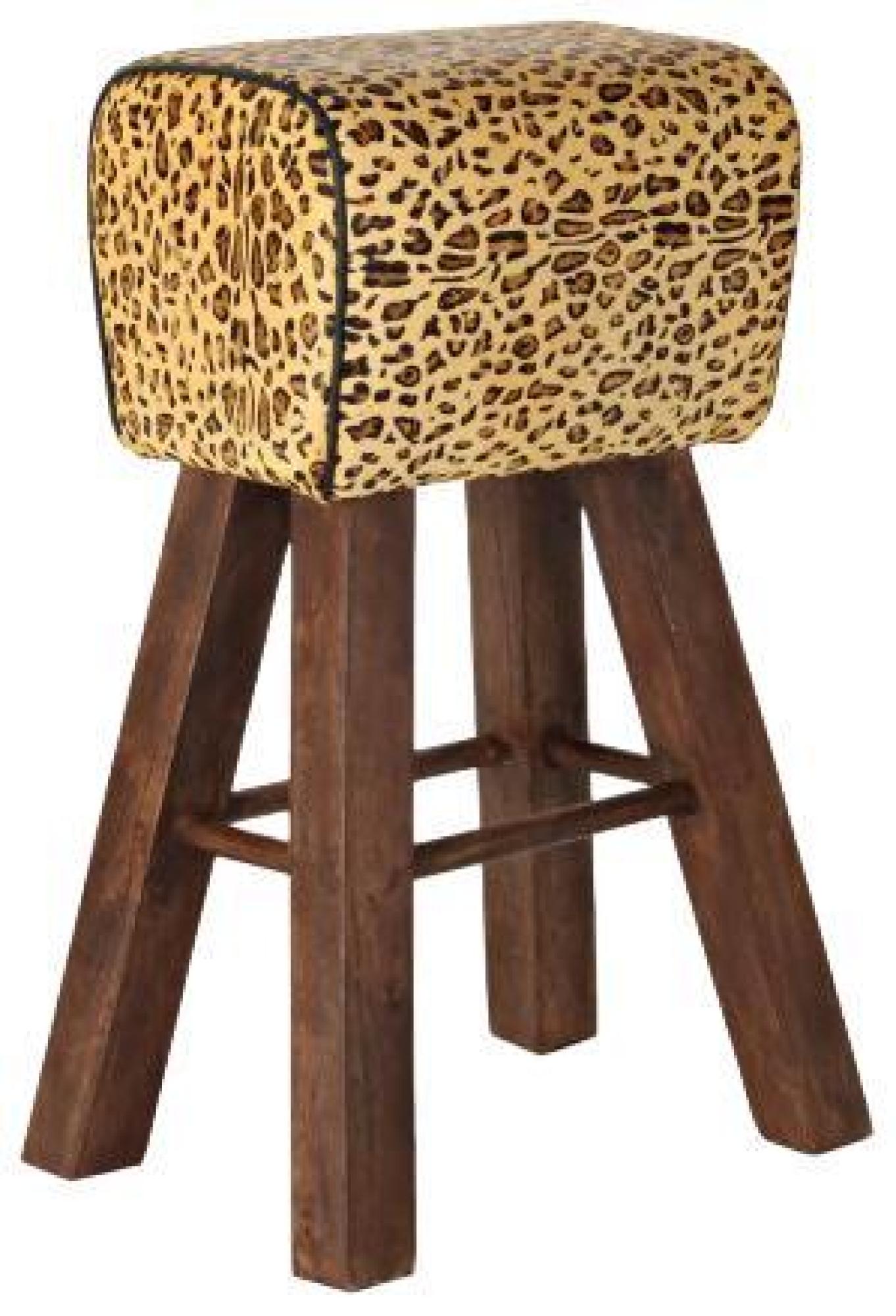Product photograph of African Leopard Print Leather Stool from Choice Furniture Superstore.