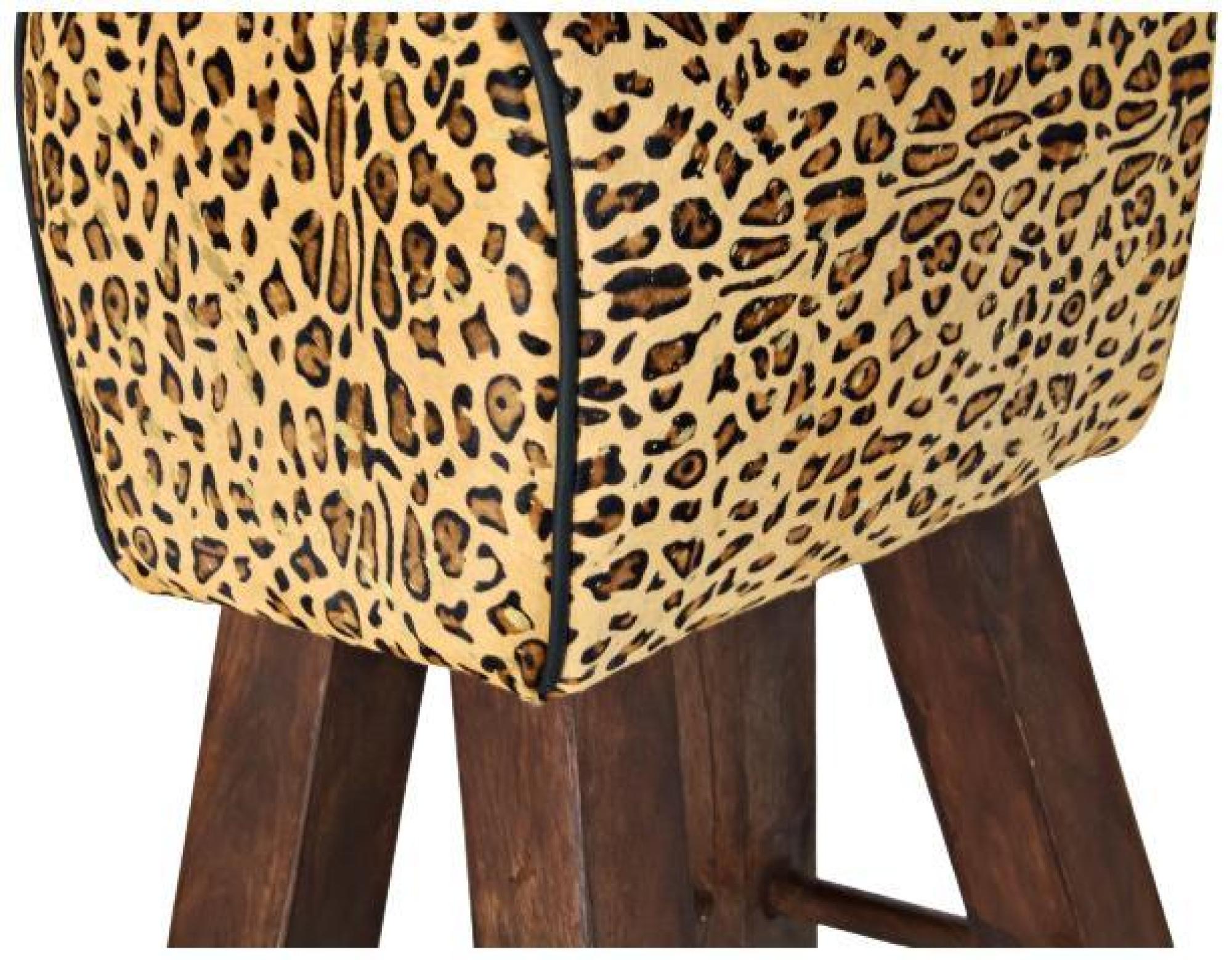 Product photograph of African Leopard Print Leather Stool from Choice Furniture Superstore.