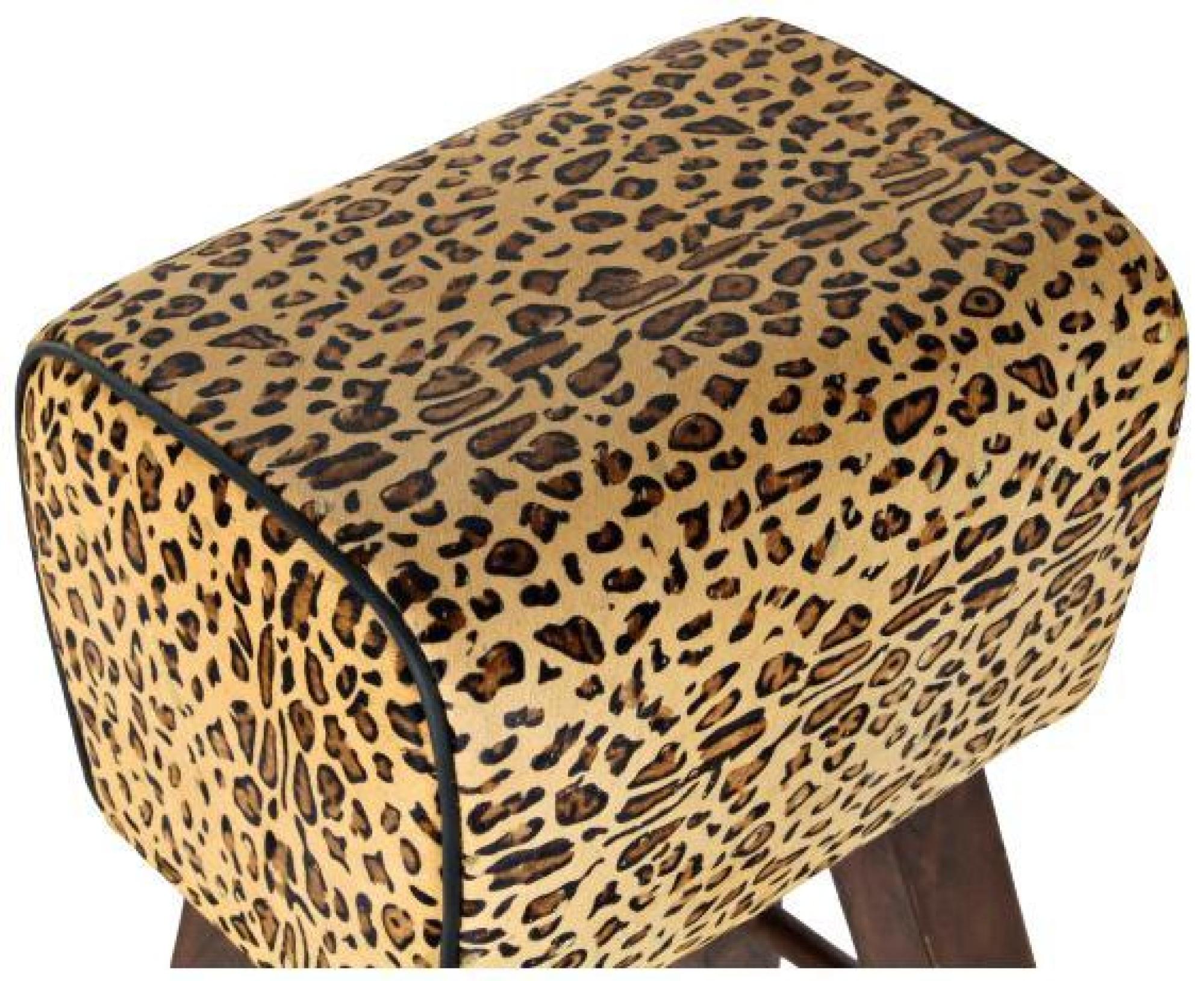Product photograph of African Leopard Print Leather Stool from Choice Furniture Superstore.
