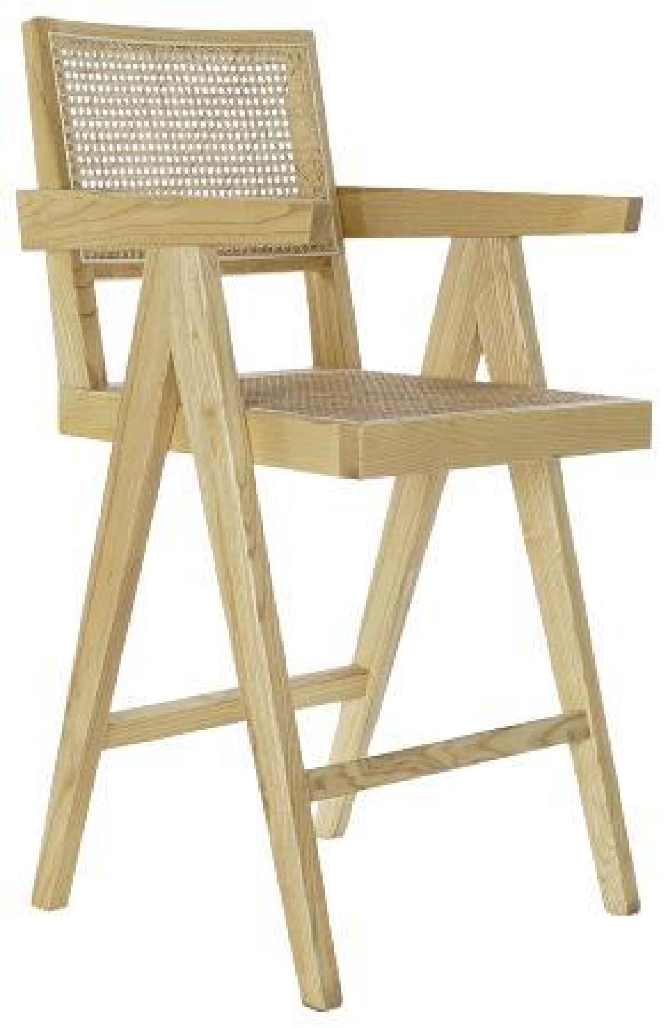 Product photograph of Natural Elm Wood And Rattan Barstool With Back from Choice Furniture Superstore.