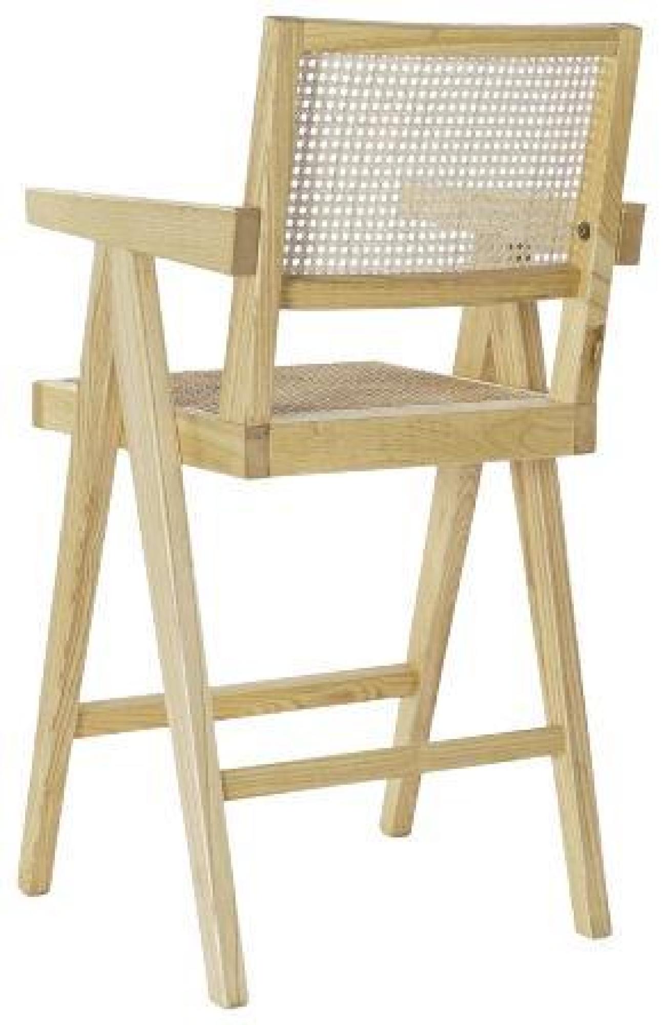 Product photograph of Natural Elm Wood And Rattan Barstool With Back from Choice Furniture Superstore.