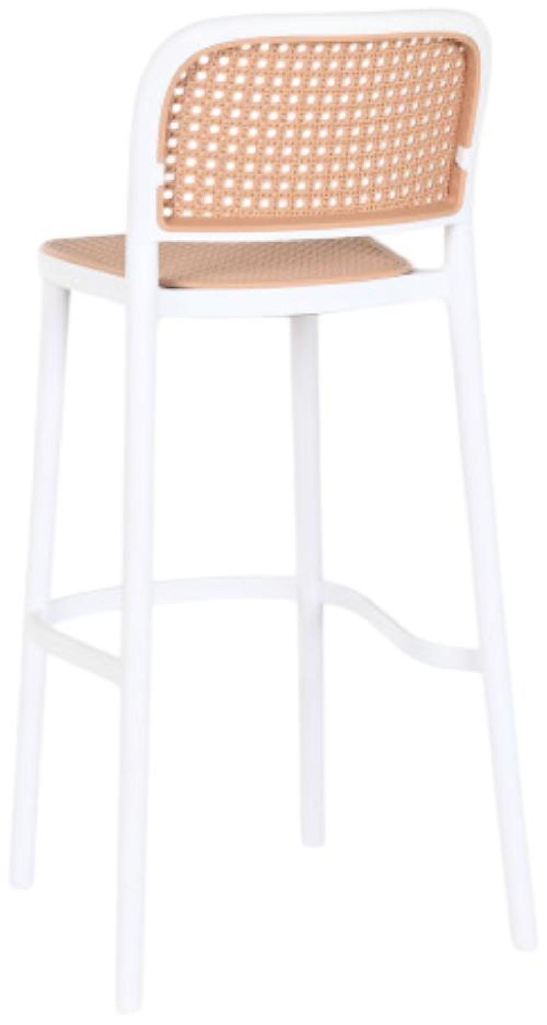 Product photograph of 4 X White And Rattan Barstool With Back from Choice Furniture Superstore.