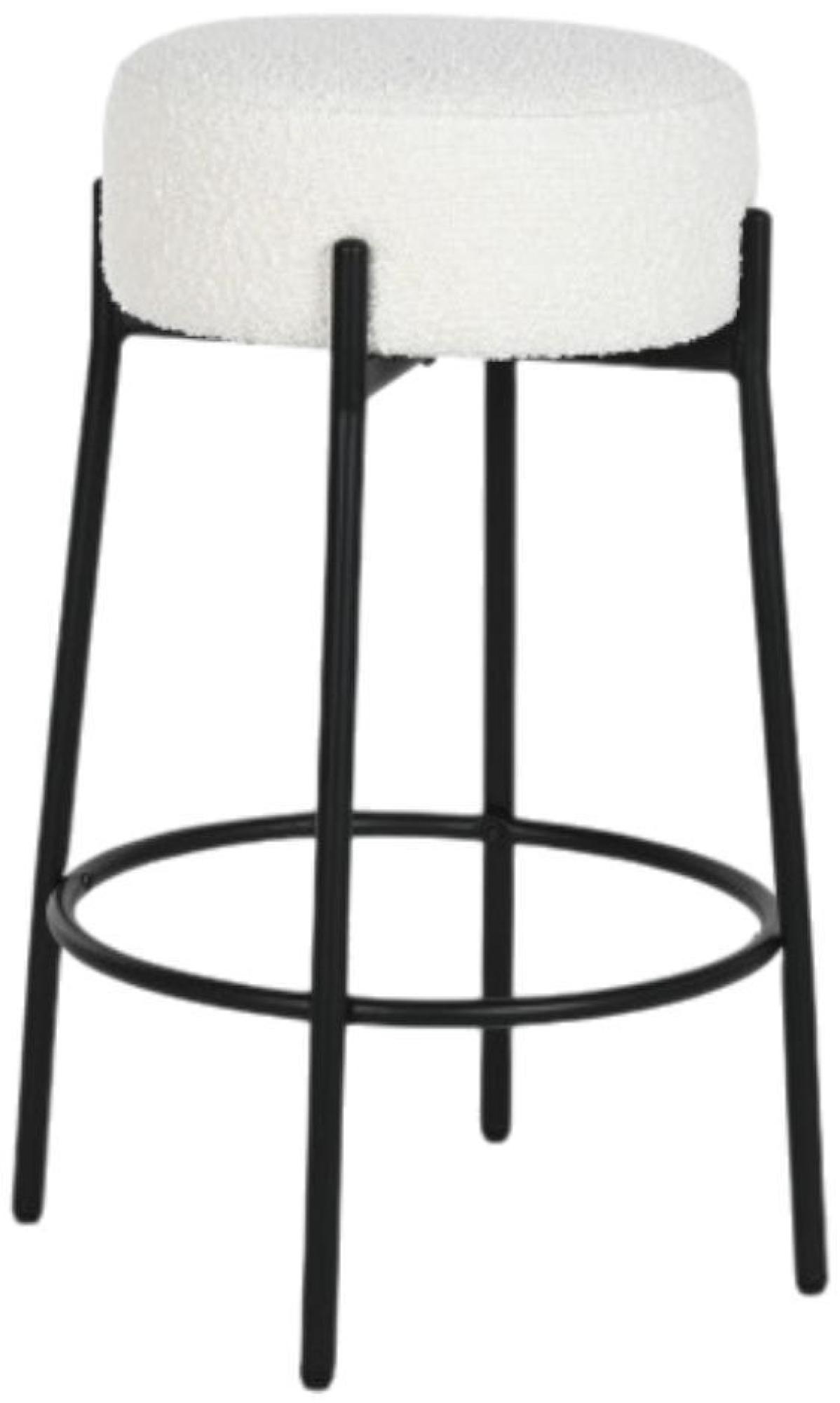 Product photograph of 2 X Scandi White Boucle Fabric Round Barstool from Choice Furniture Superstore.