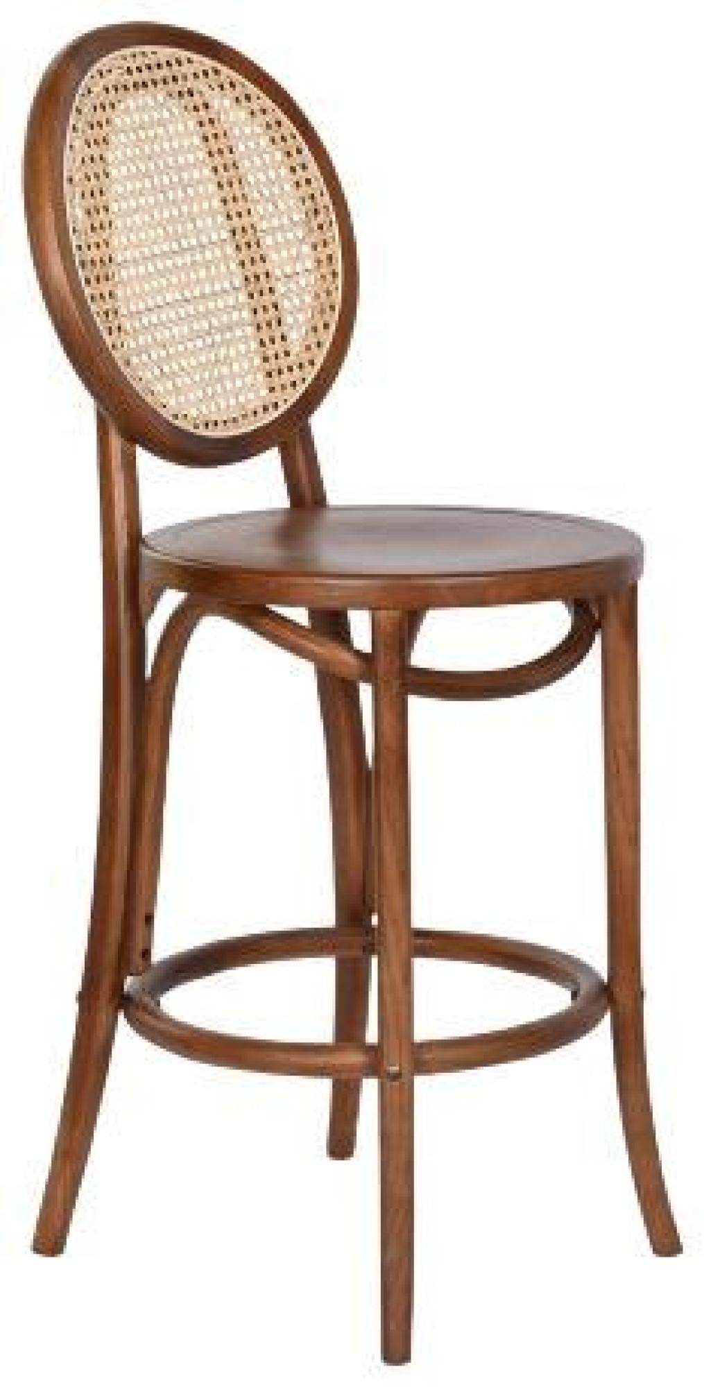 Product photograph of Vintage Brown Elm Wood And Rattan Rack Barstool With Back from Choice Furniture Superstore.